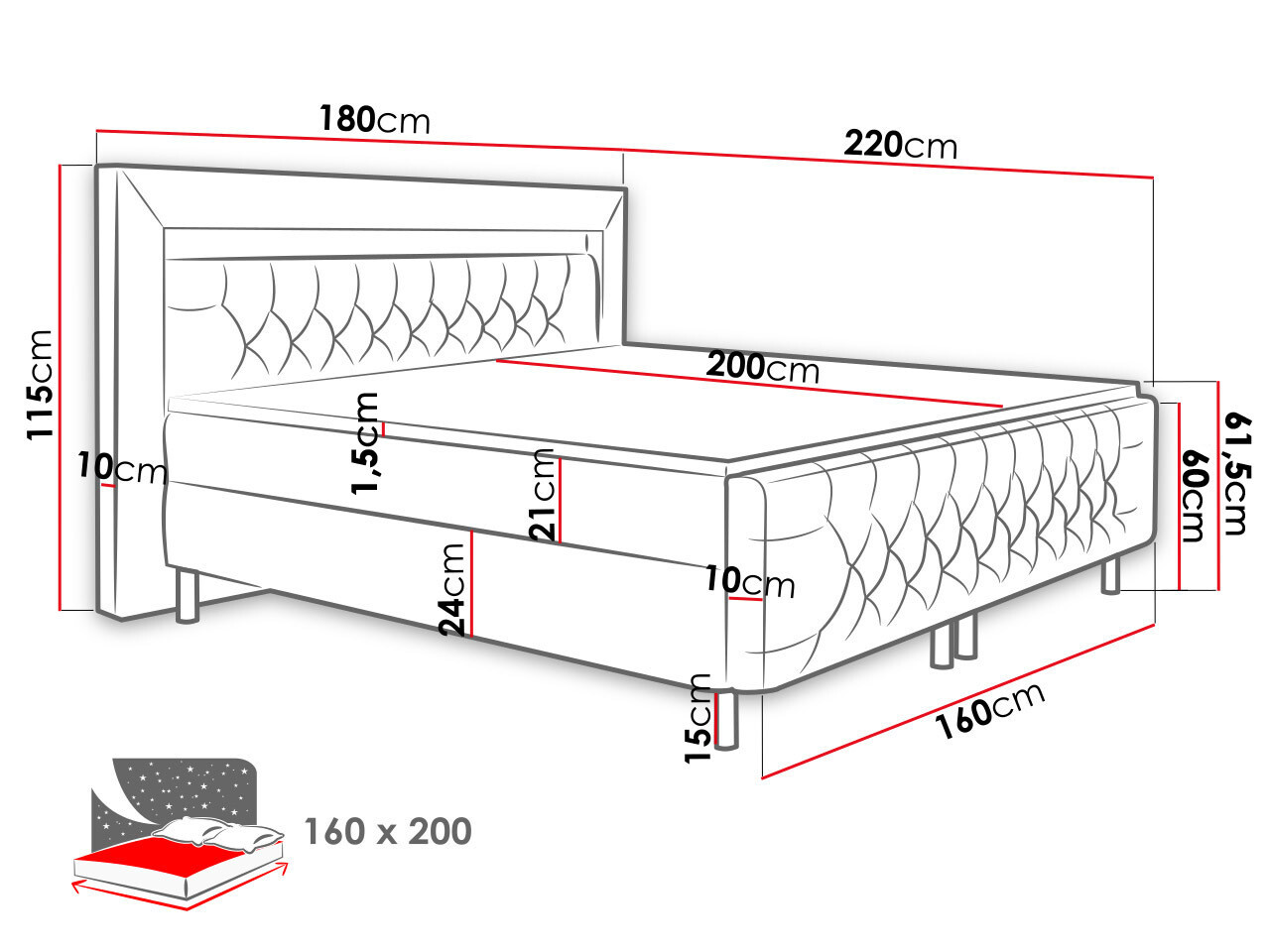 Κρεβάτι continental Aura II