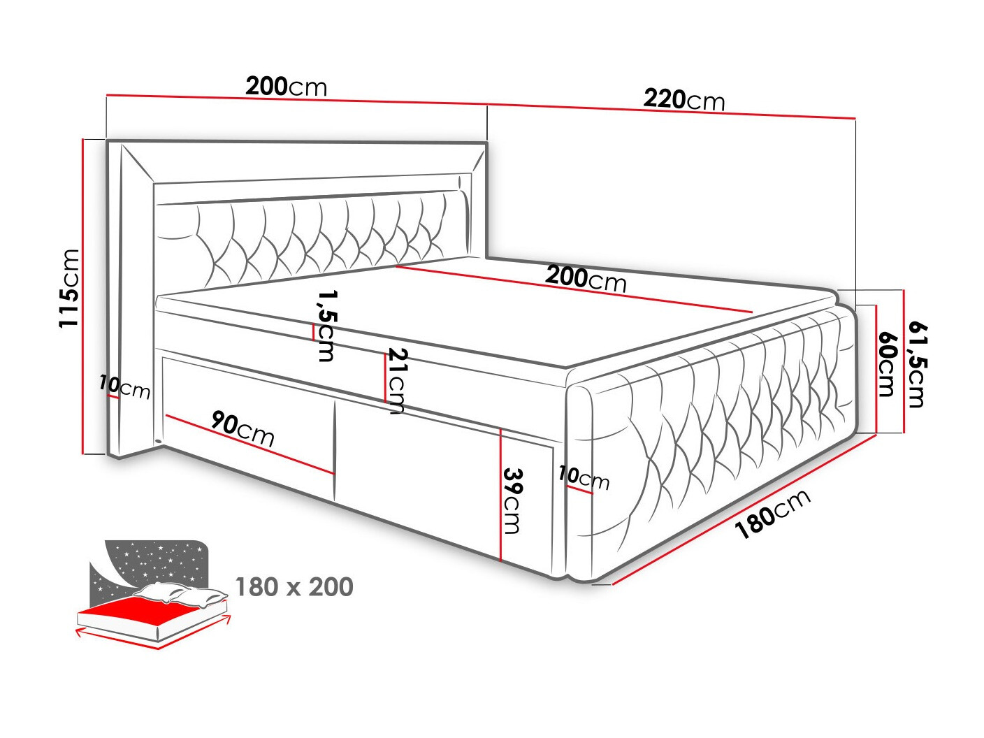 Κρεβάτι continental Aura III