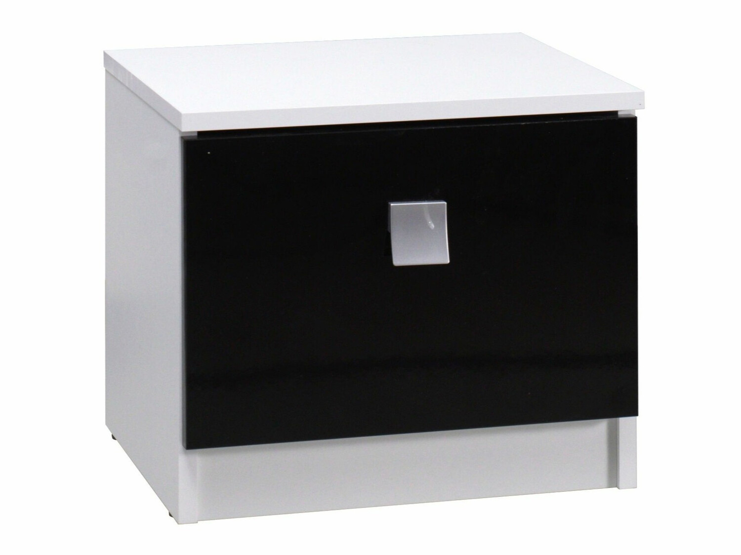Bedside table Murrieta 111 (Glossy white + Glossy black)