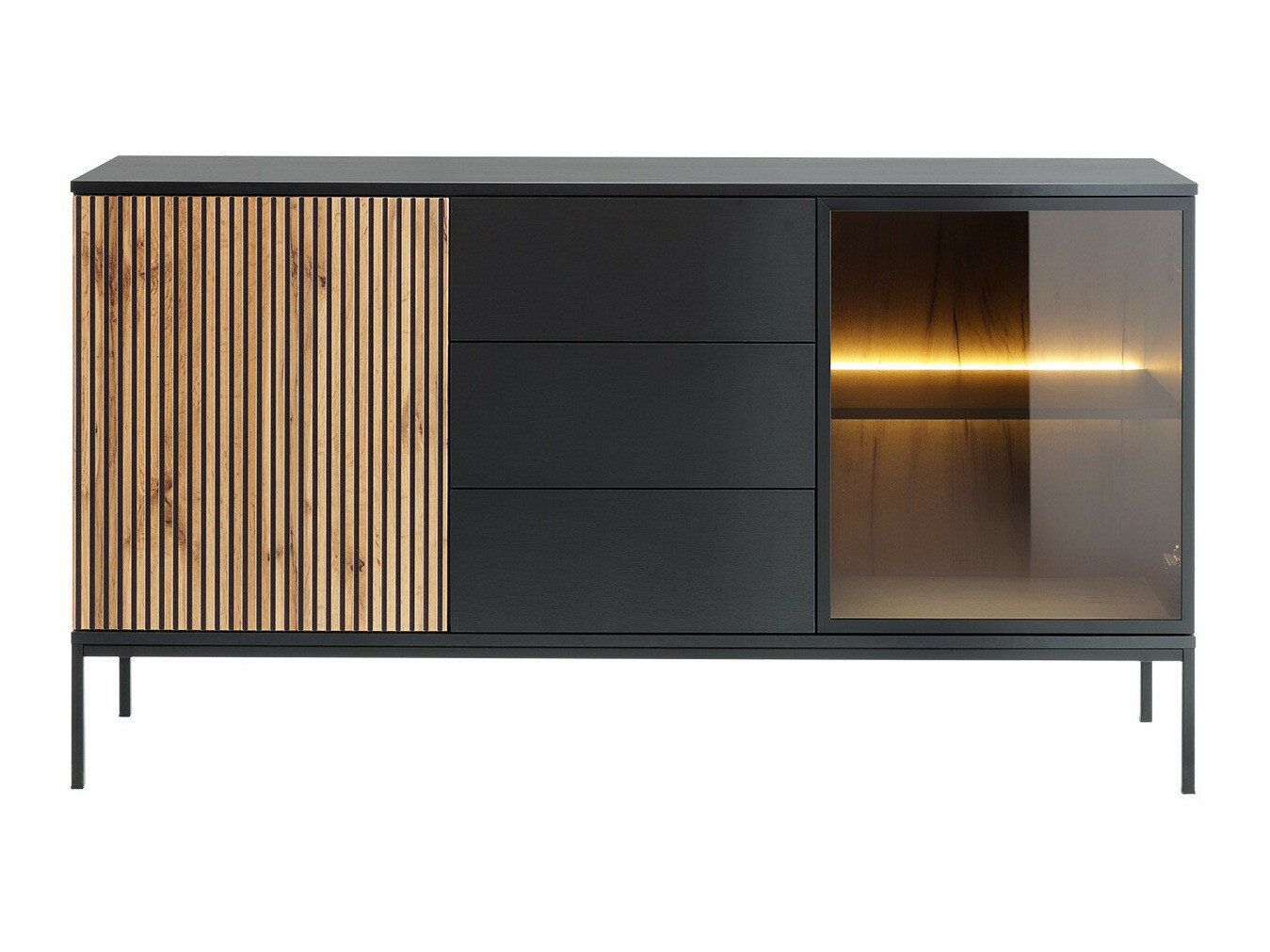 Συρταριέρα Manal (Μαύρο + Δρυς wotan)