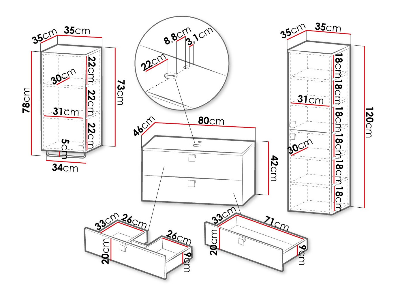 Bathroom set Panium II (White)