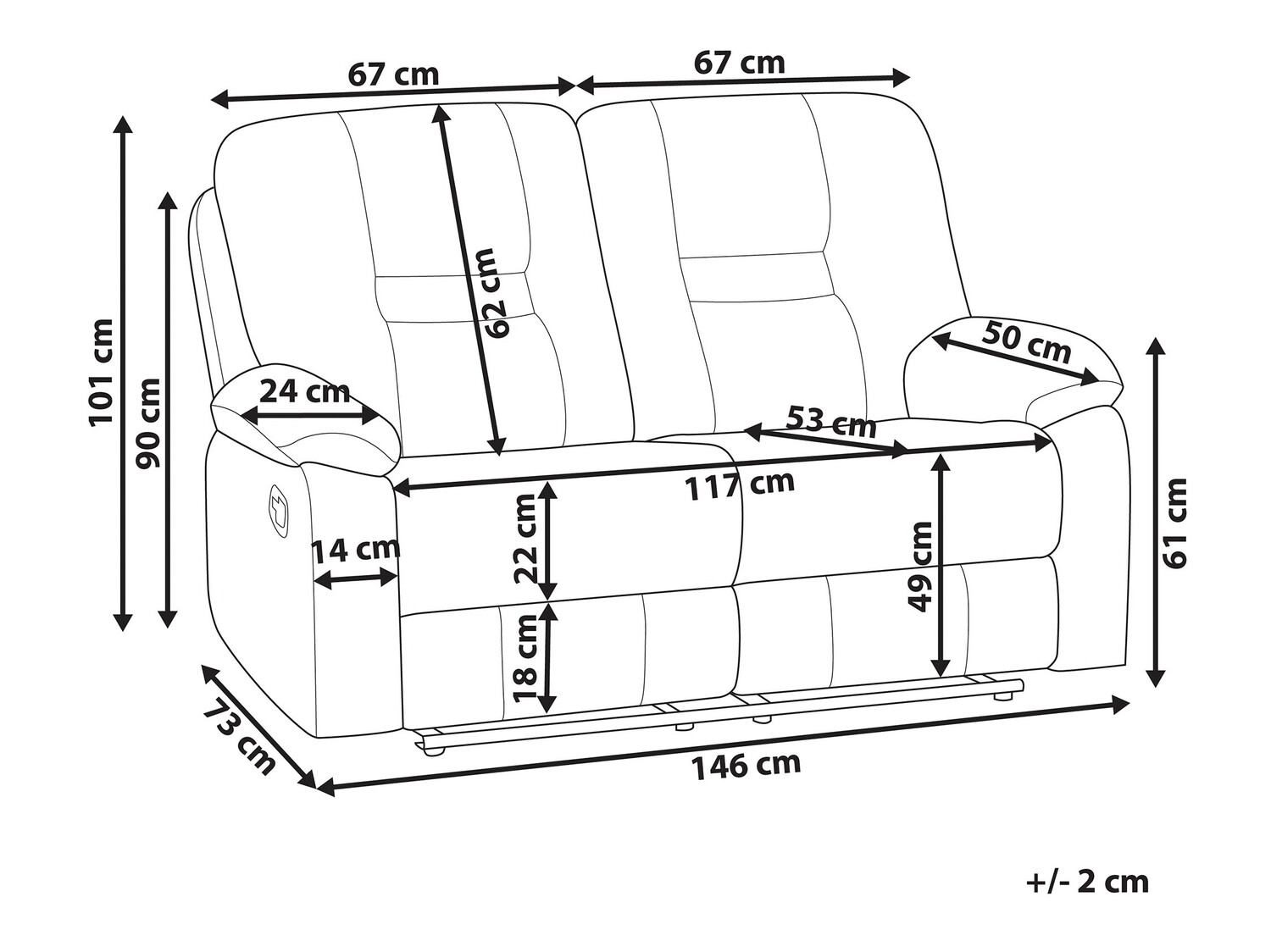 Sofa recliner Tivlira 101 (White)