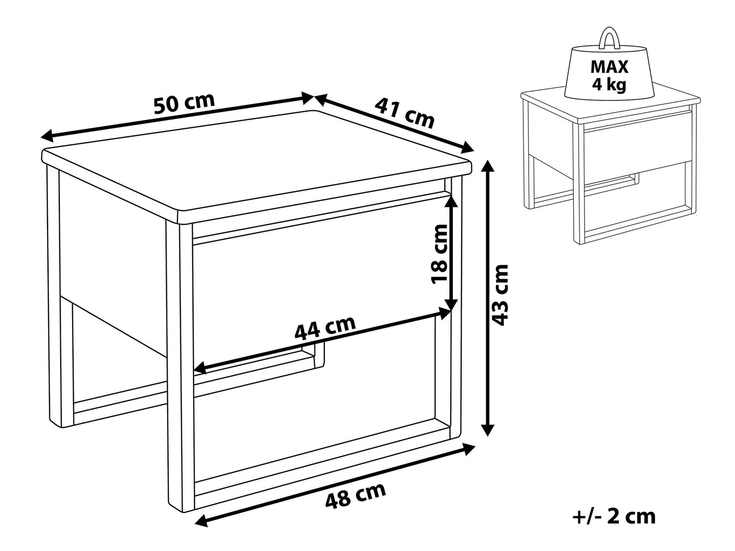 Bedside table Berwyn 753 (Dark wood)