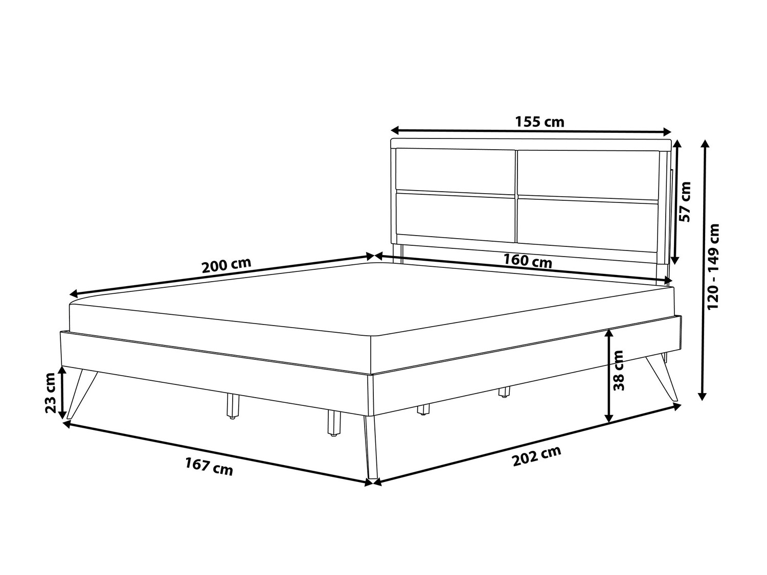 Bed Berwyn 772 (Grey + Dark wood)