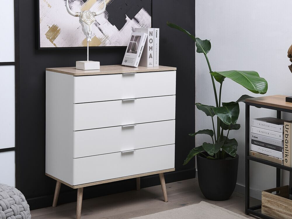 Chest of drawers Berwyn 781 (White + Light wood)