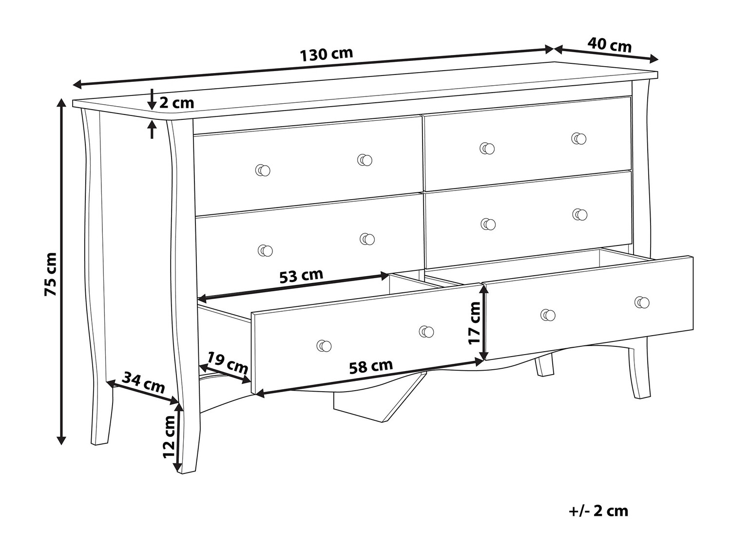 Συρταριέρα Berwyn 802 (Άσπρο)