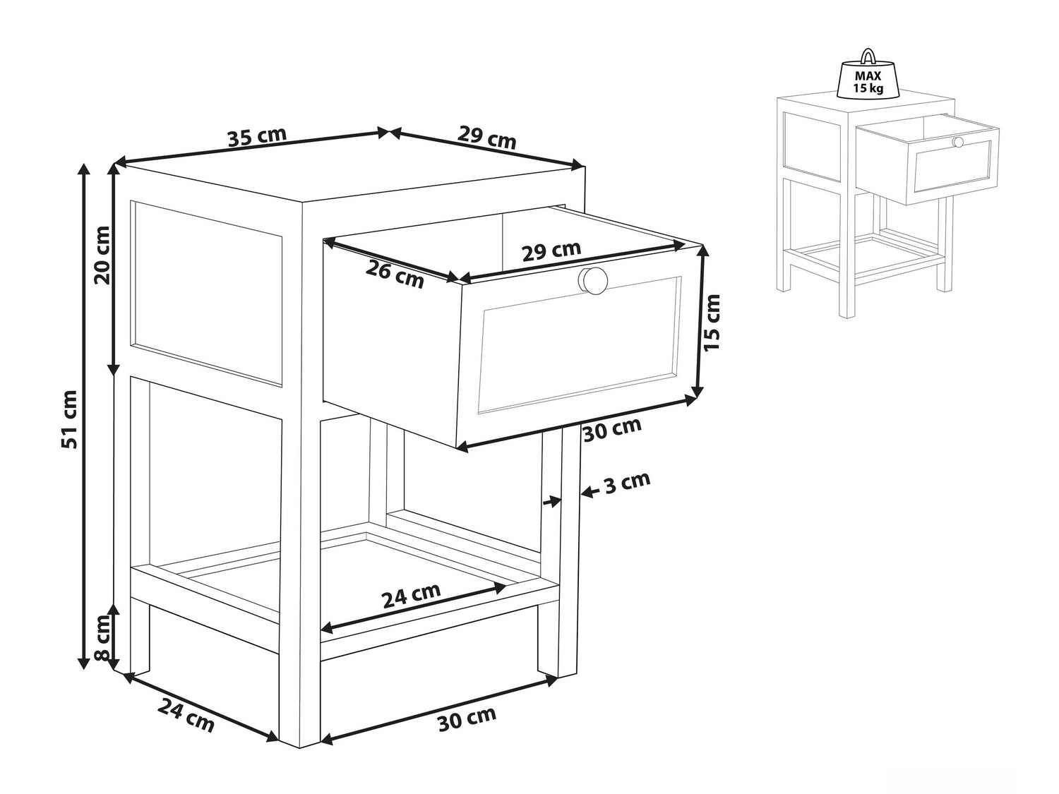 Bedside table Berwyn 822