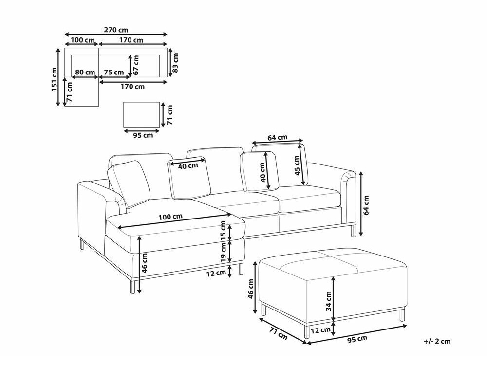 Corner sofa Berwyn 848 (Beige)