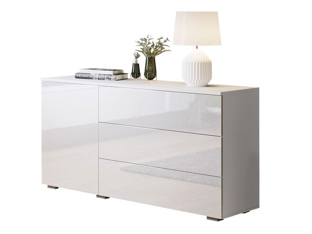 Chest of drawers Sarasota 128 (White + Glossy white)