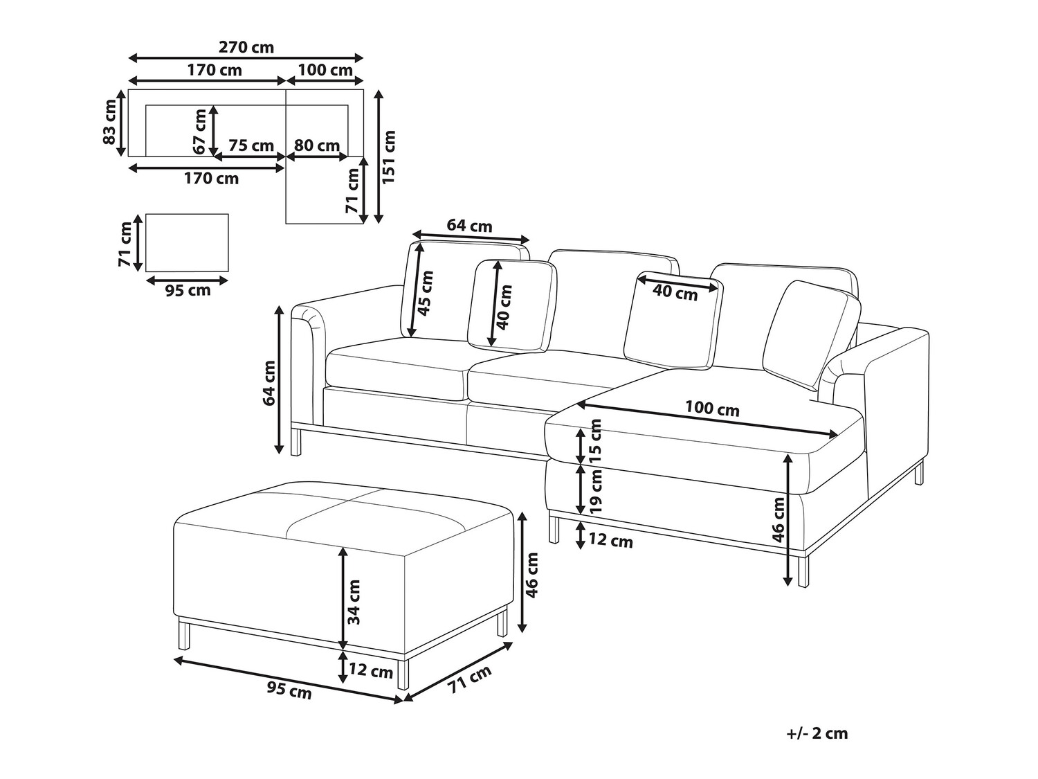 Corner sofa Berwyn 892 (Black)