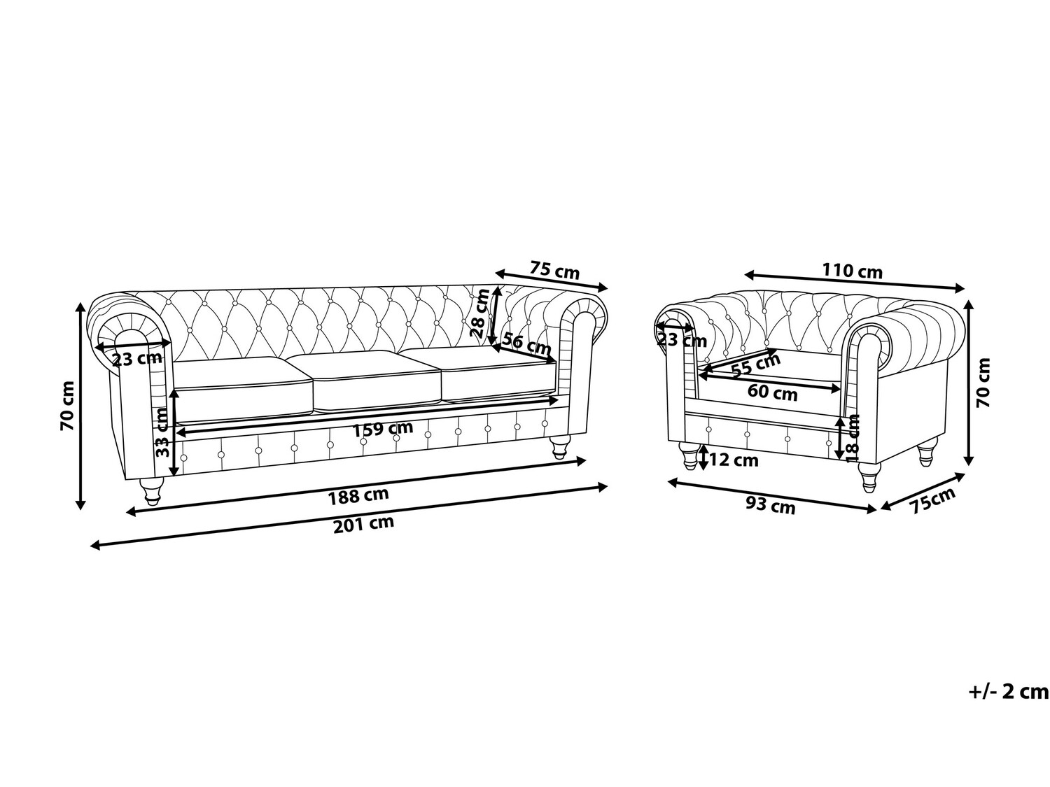 Σετ ταπετσαρισμένων επίπλων Cirdoro 110 (Πράσινο)