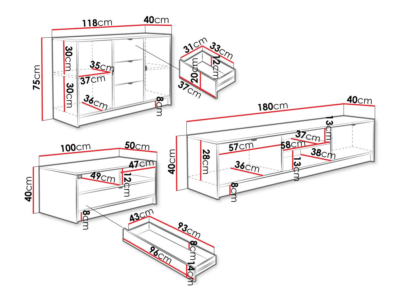 Σετ επίπλων σαλονιού Comfivo Papilio I (Άσπρο)
