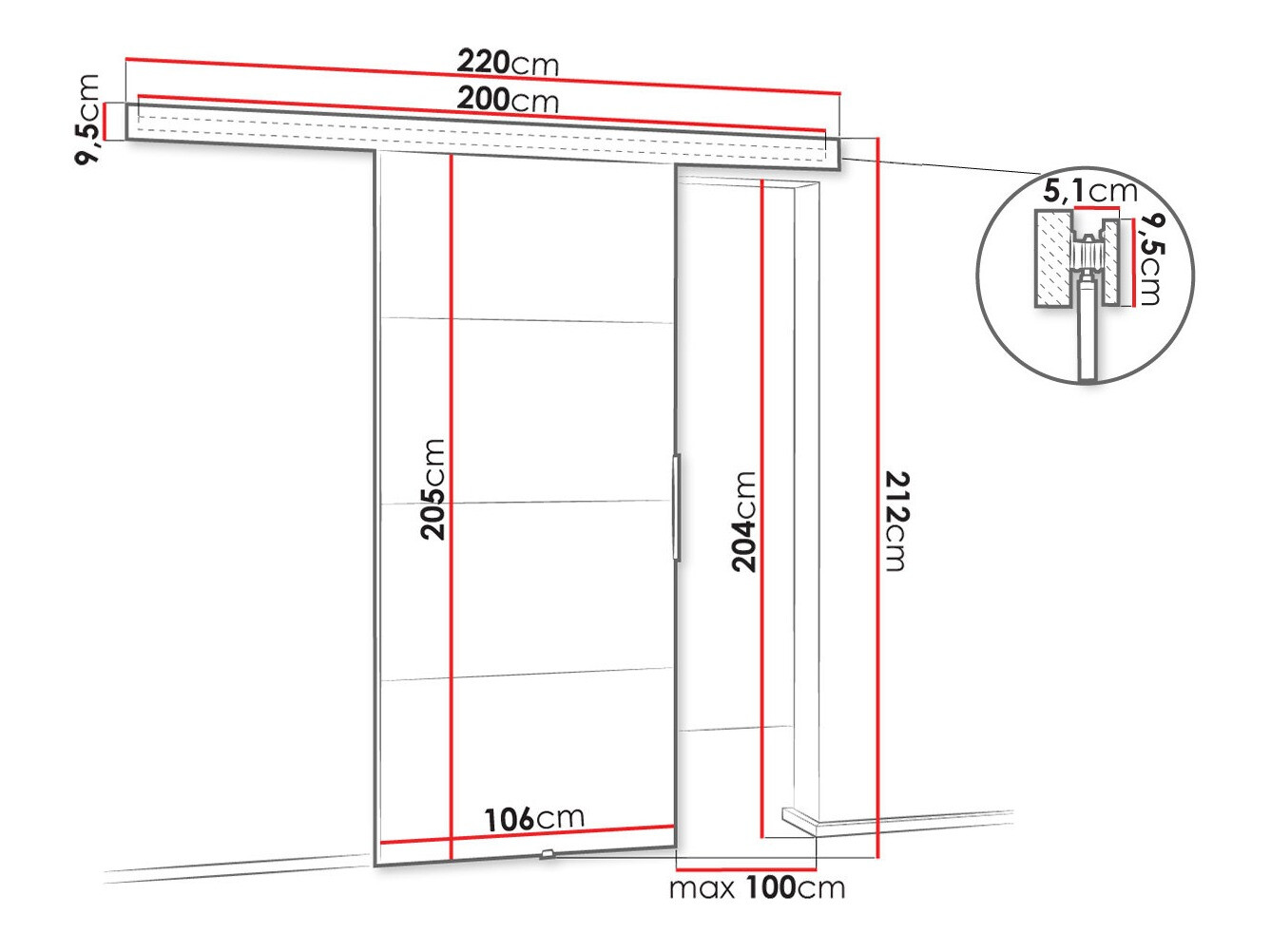Sliding door Dover 146 (White)
