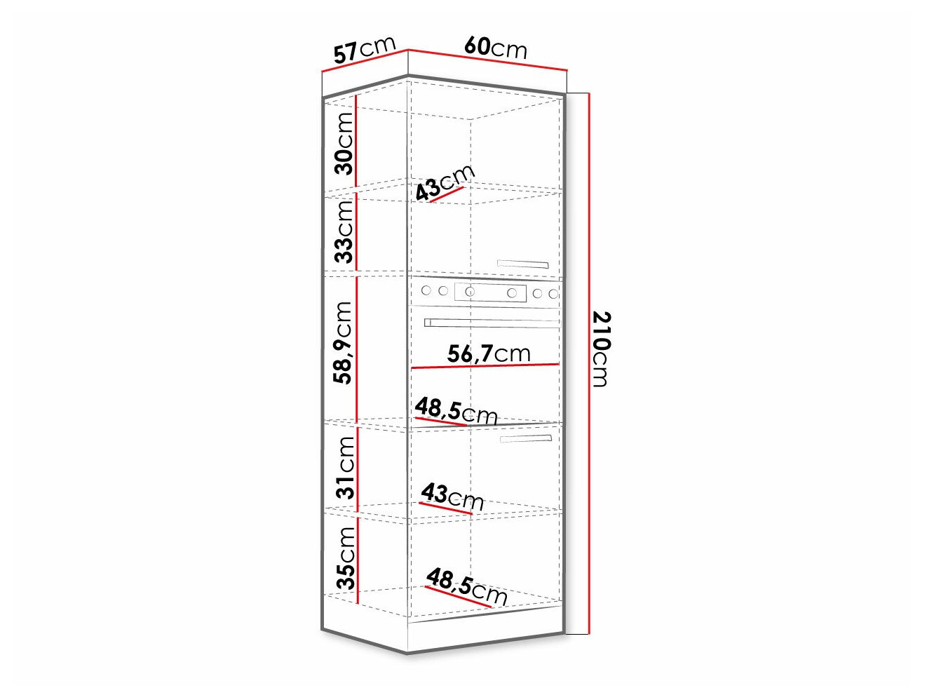 Modular cabinet for built-in appliances Multi Grey 100