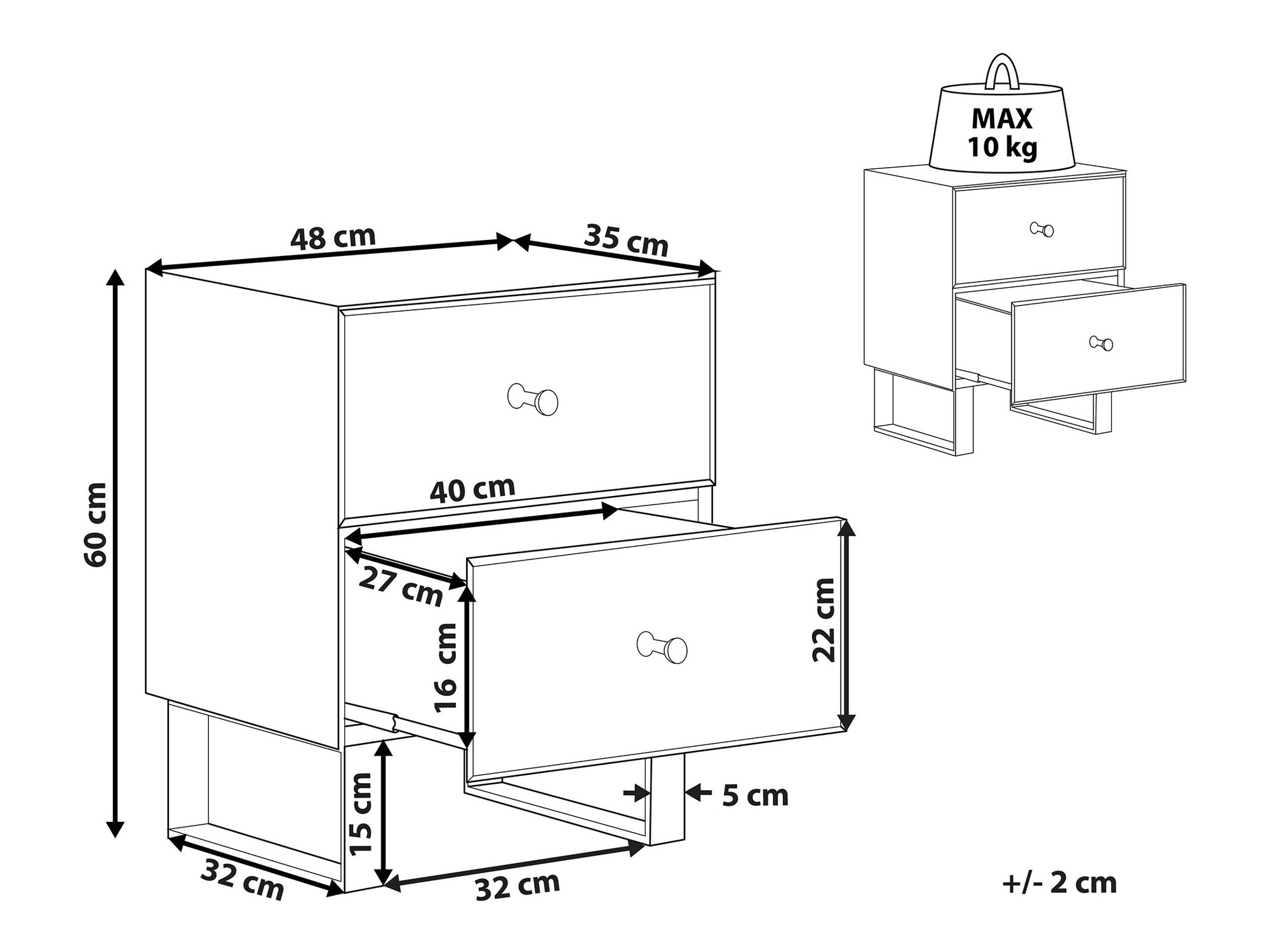 Bedside table Berwyn 1205