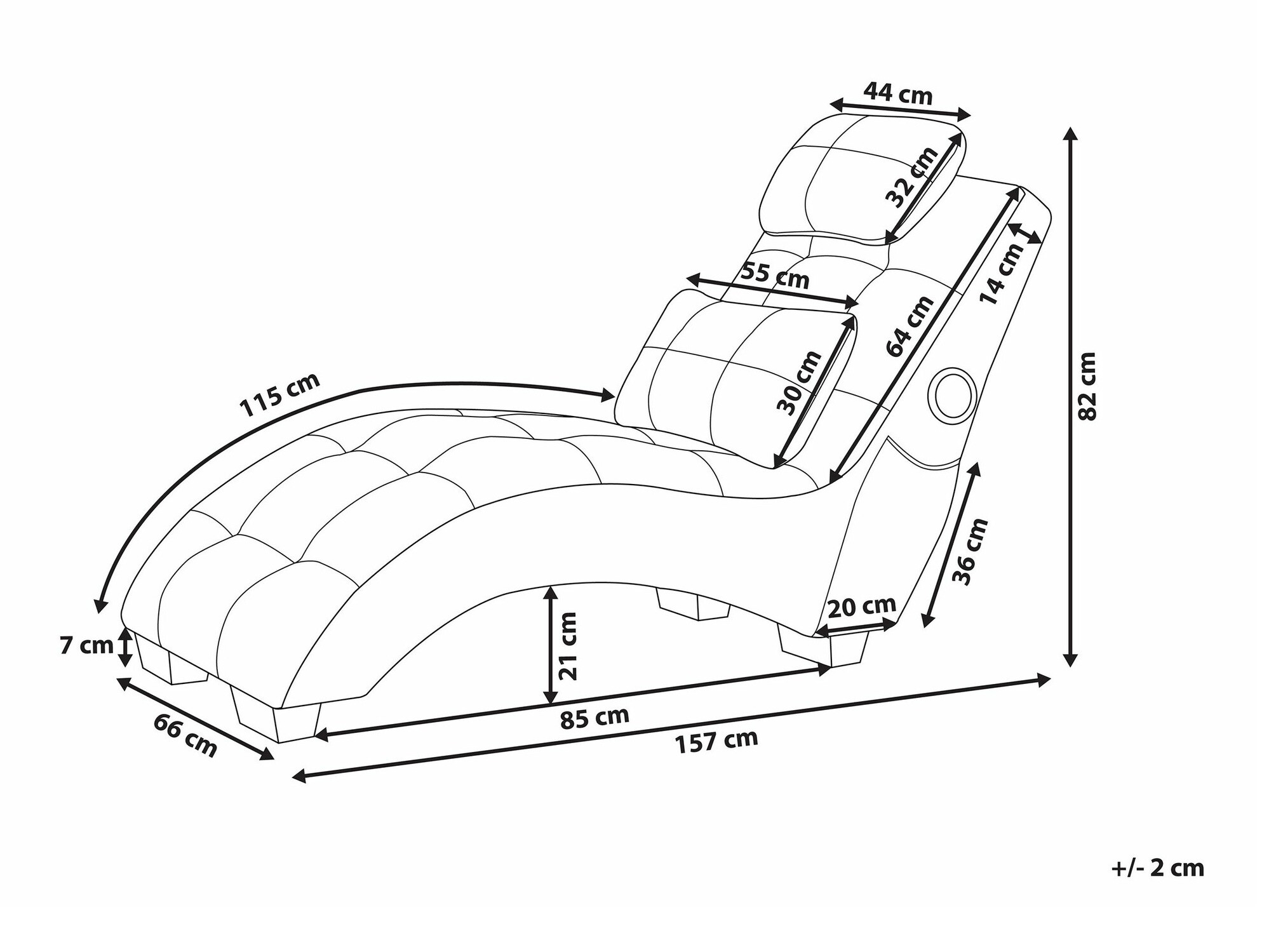 Chaise longue Berwyn 1426 (Grey)