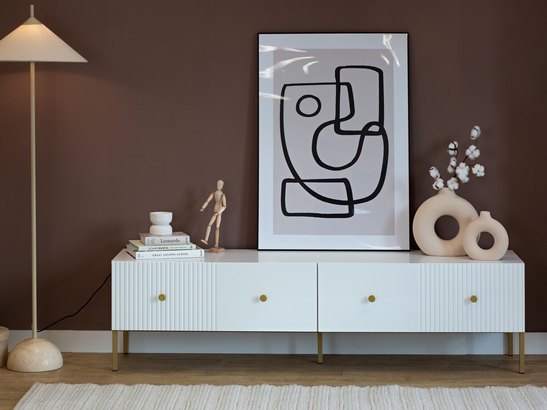 Έπιπλο τηλεόρασης Etliva 105 (Άσπρο + Χρυσό)