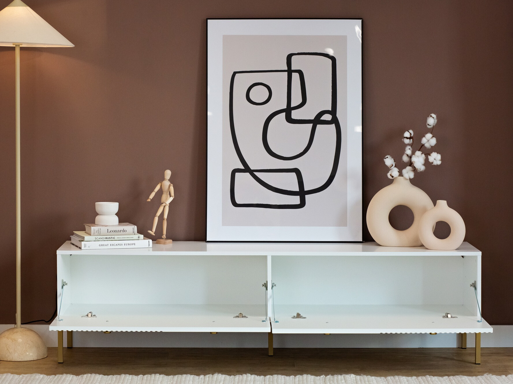 Έπιπλο τηλεόρασης Etliva 105 (Άσπρο + Χρυσό)