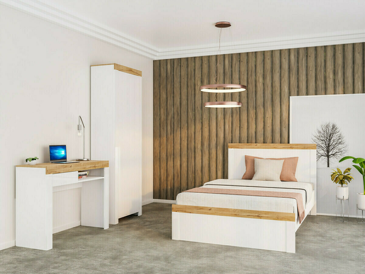 Bed Sonsoru 138 (White + Oak)