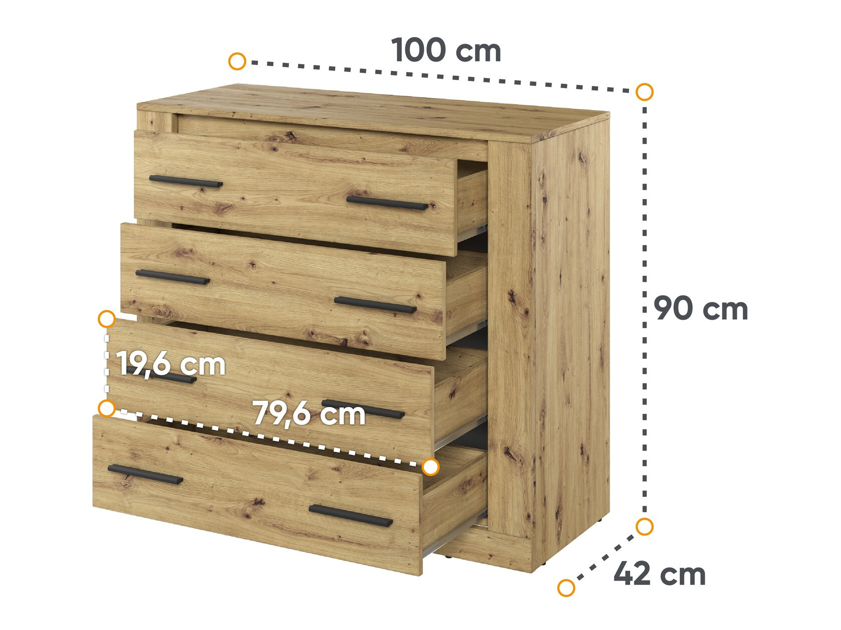 Chest of drawers Fresno 108 (Artisan oak)