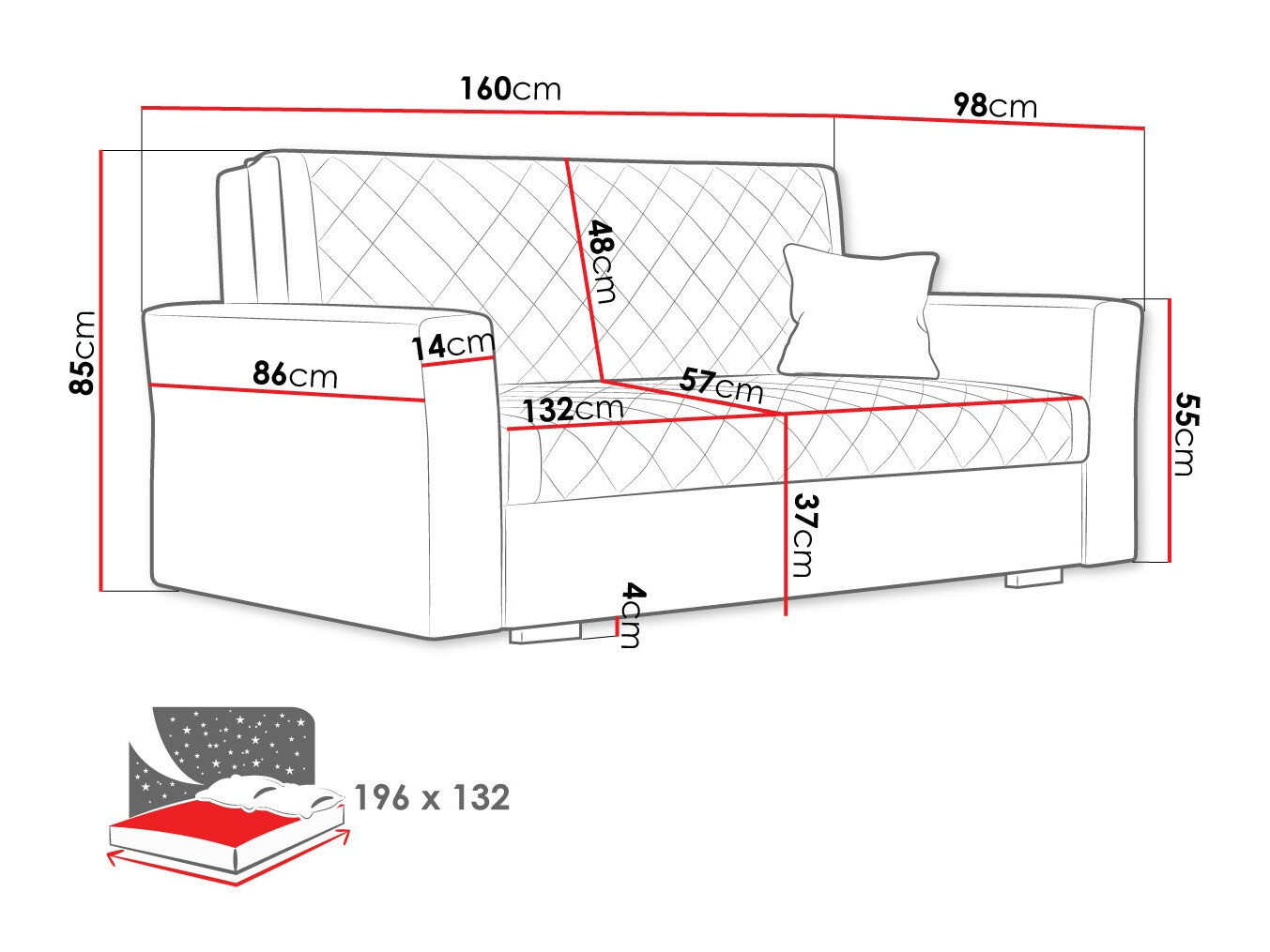 Καναπές-κρεβάτι Clarona III (Zanzibar 190)