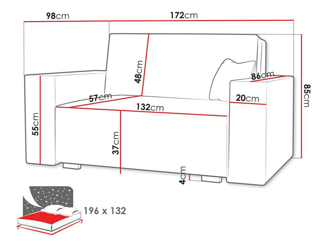 Καναπές-κρεβάτι Columbus 193 (Neve 34)