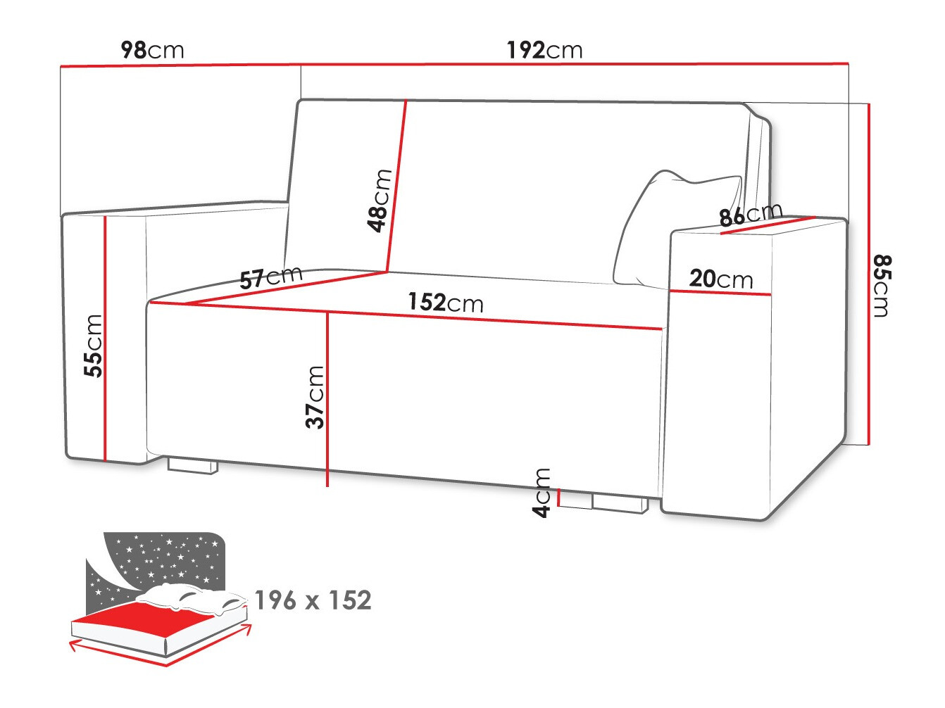 Καναπές-κρεβάτι Serora IV (Neve 3)