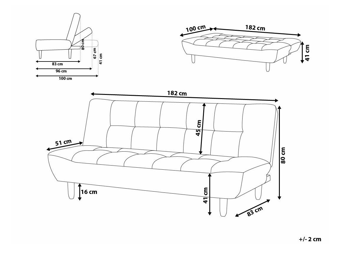 Καναπές-κρεβάτι Berwyn 1550 (Σκούρο γκρι)