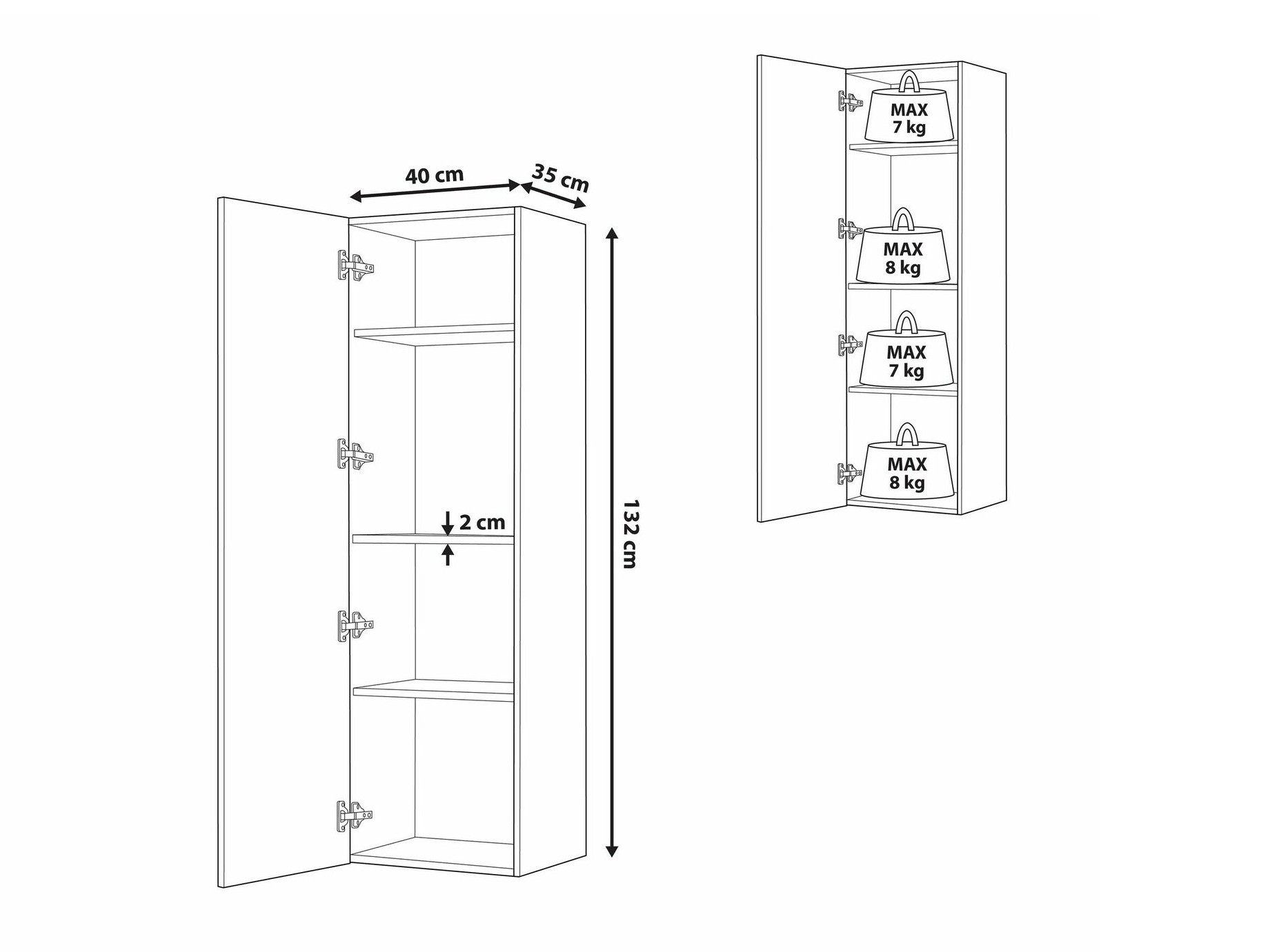 Επιτοίχιο ντουλάπι μπάνιου Berwyn 1555 (Μαύρο)