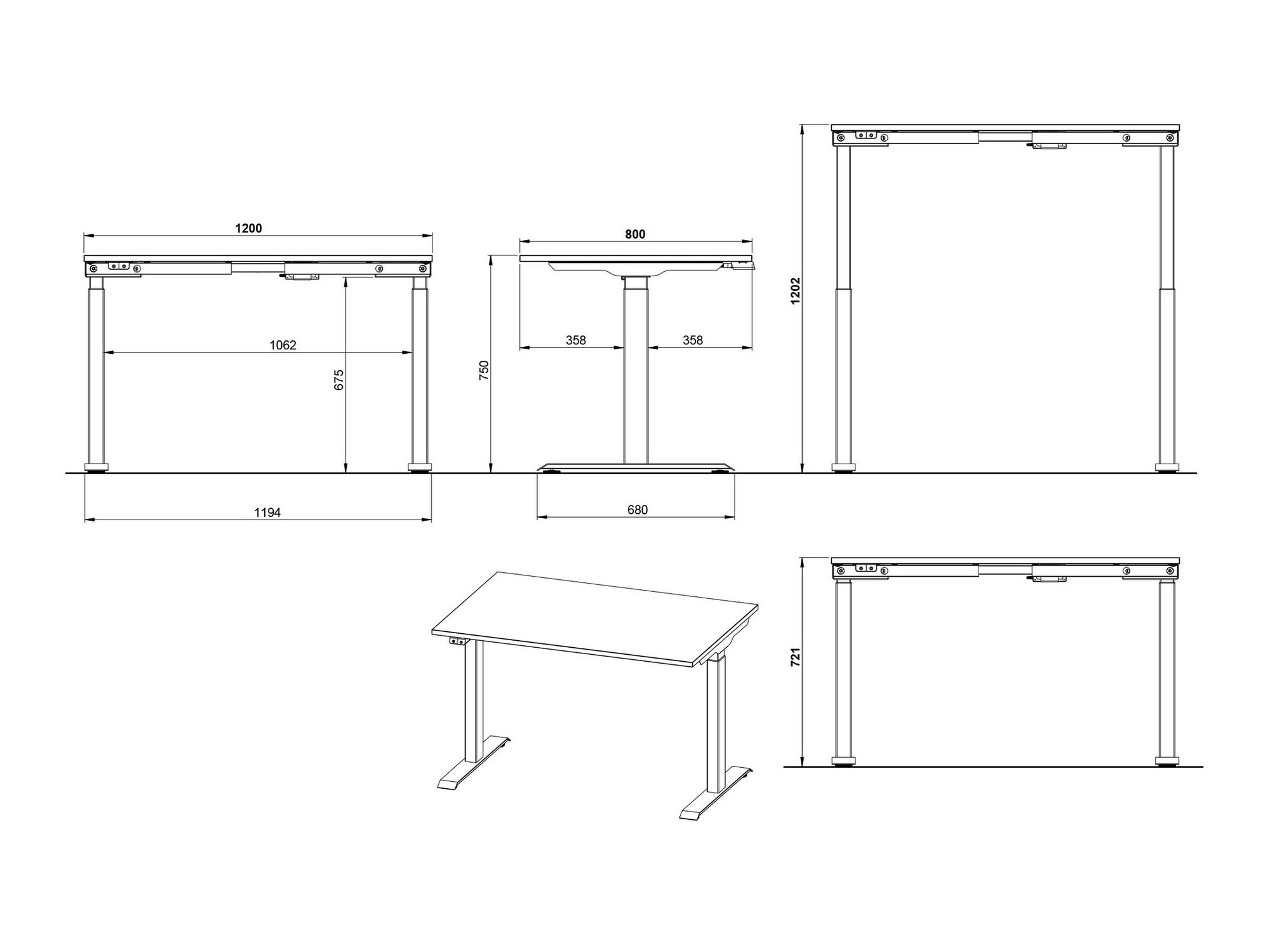 Γραφείο με ρυθμιζόμενο ύψος Sacramento 417 (Γκρι + Άσπρο)