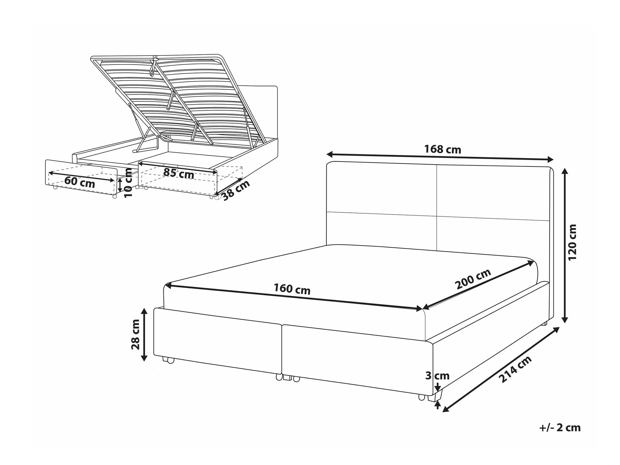Κρεβάτι Berwyn 1615 (Μαύρο)