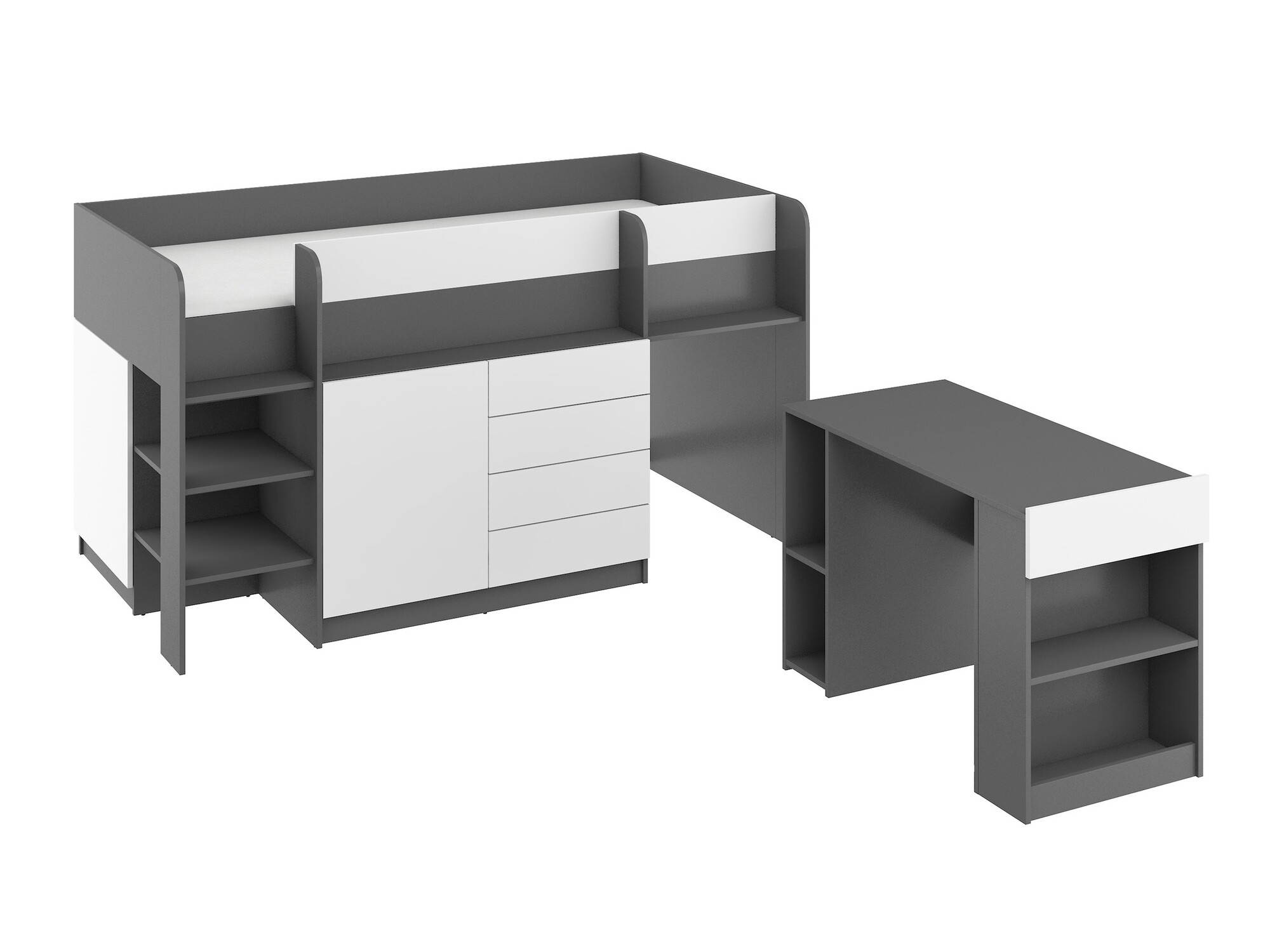 Loft bed Gilroy 116 (Graphite + White)