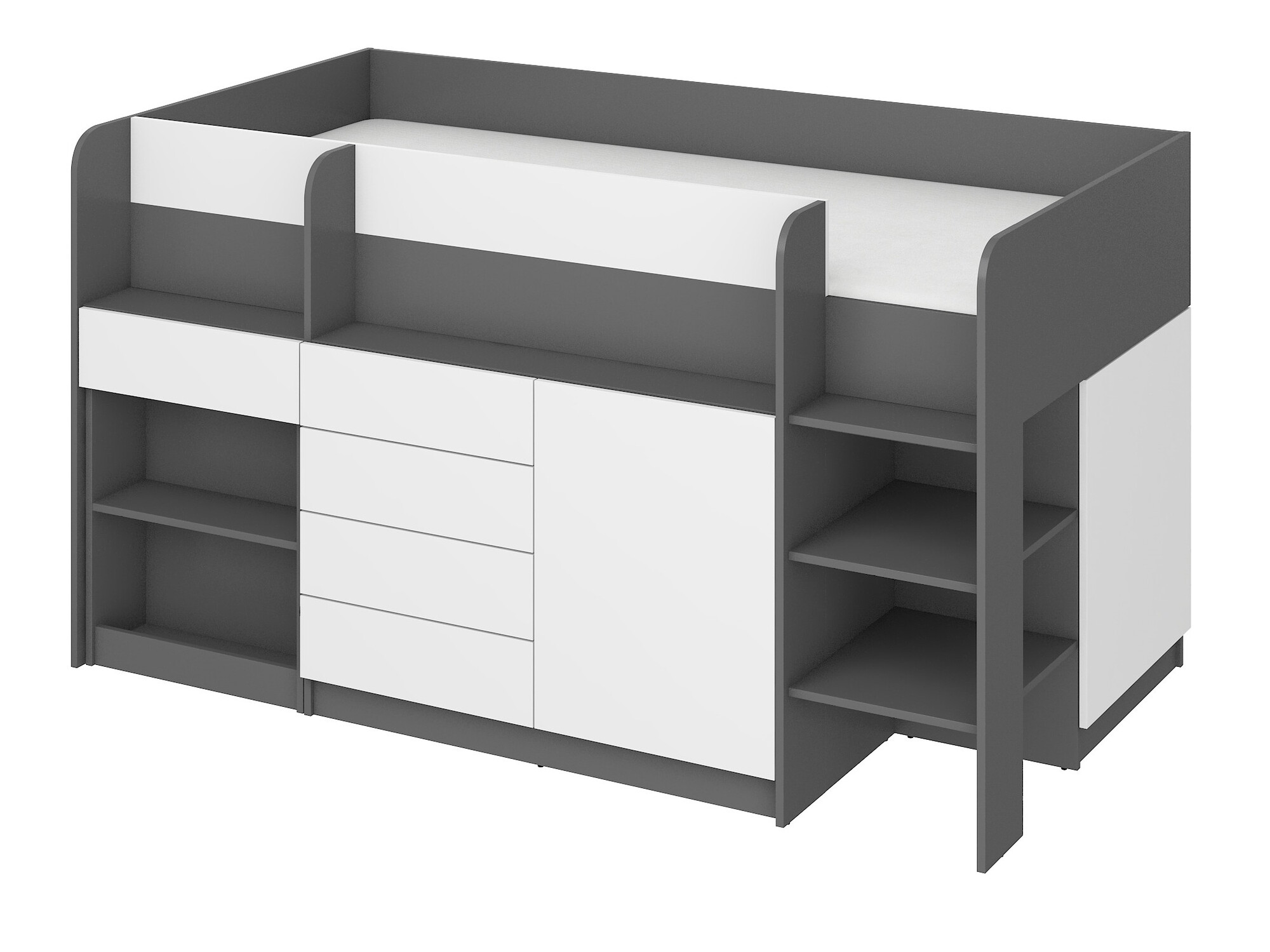 Loft bed Gilroy 116 (Graphite + White)