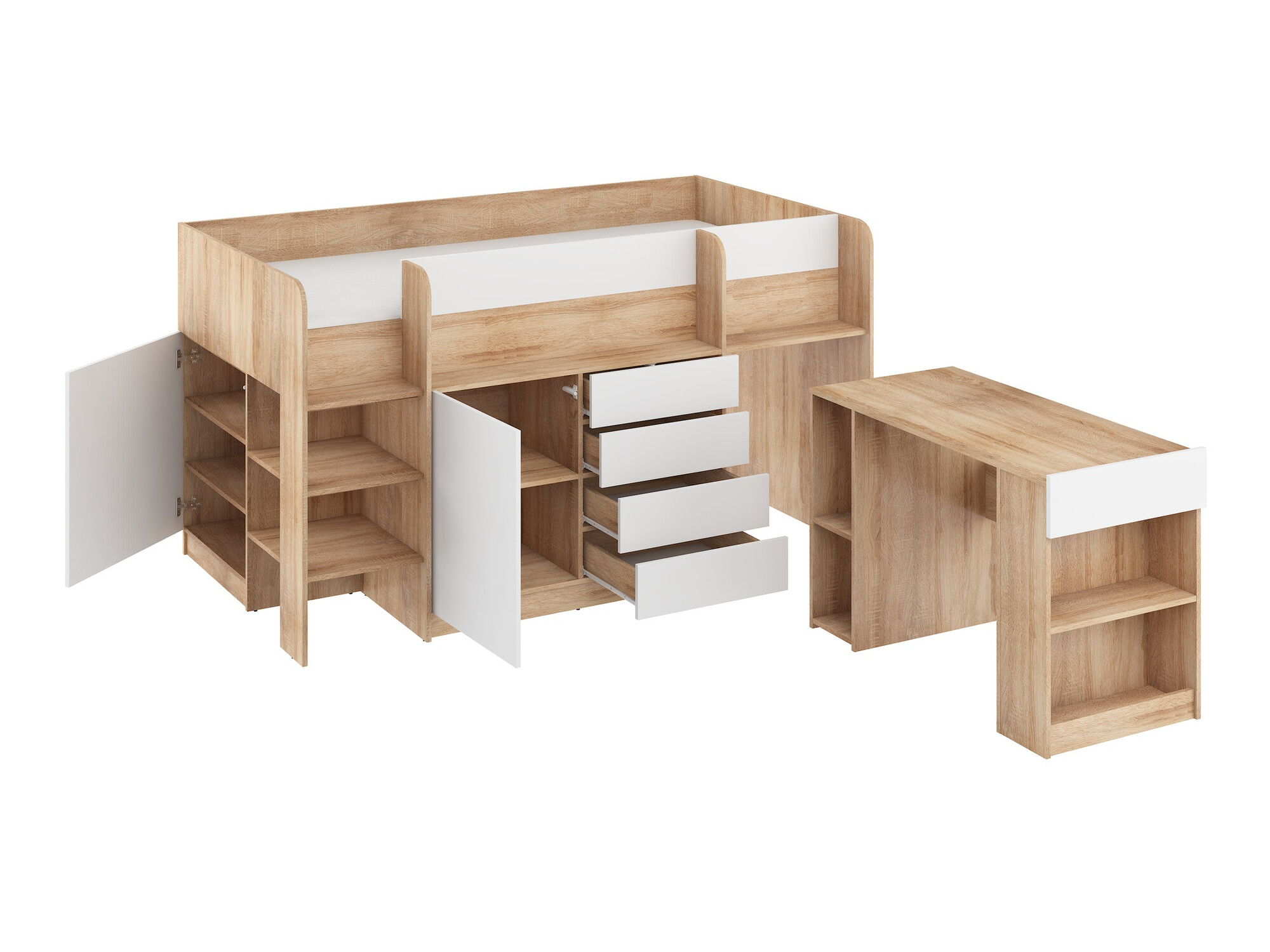 Loft bed Gilroy 116 (Sonoma oak + White)