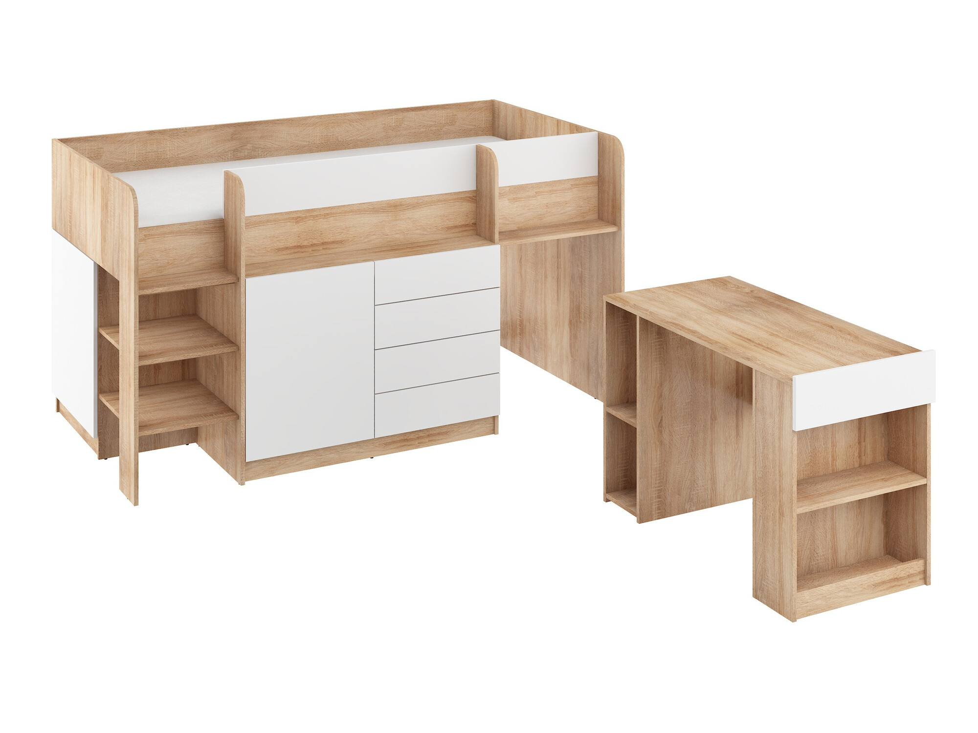 Loft bed Gilroy 116 (Sonoma oak + White)