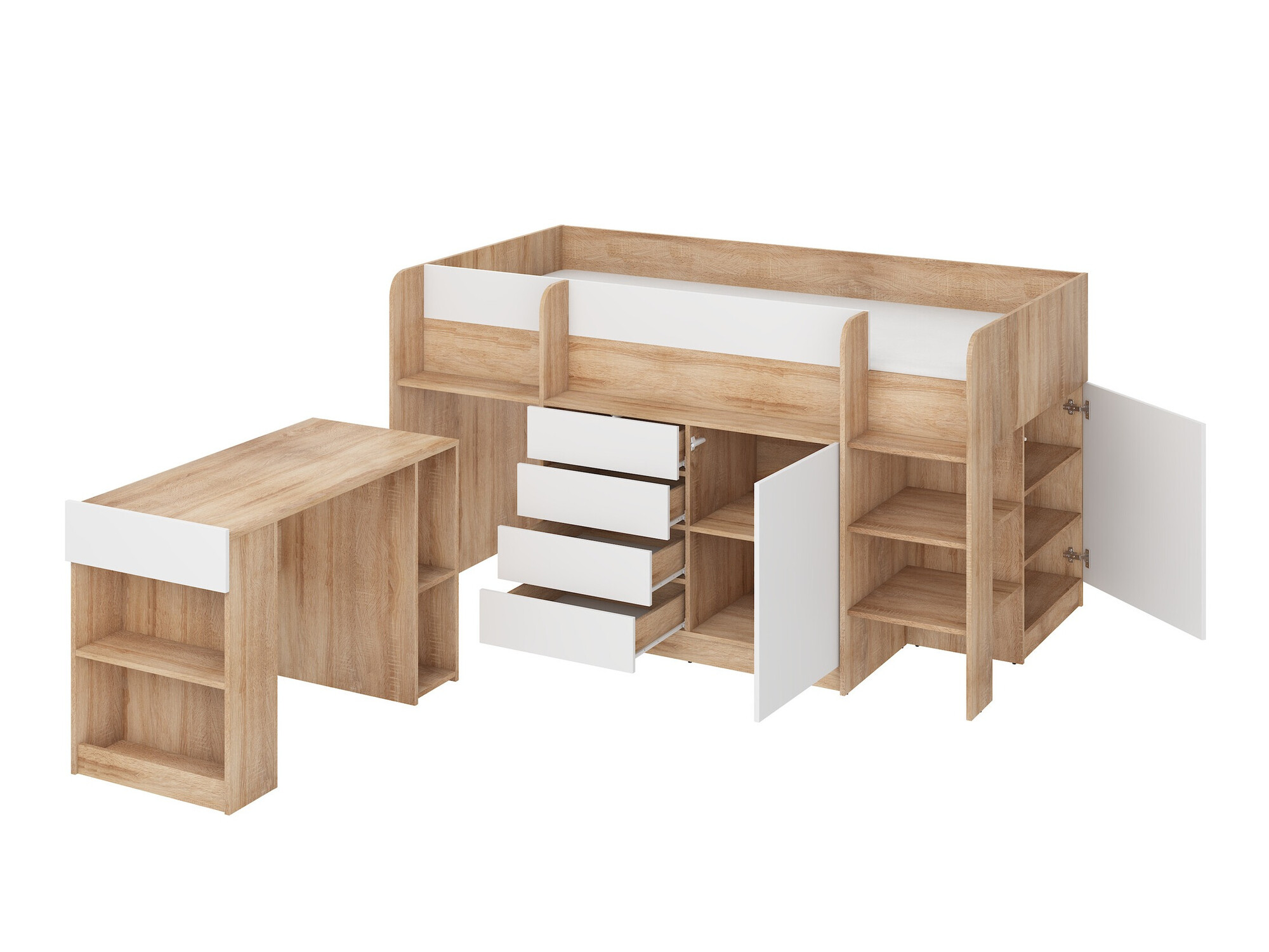 Loft bed Gilroy 116 (Sonoma oak + White)