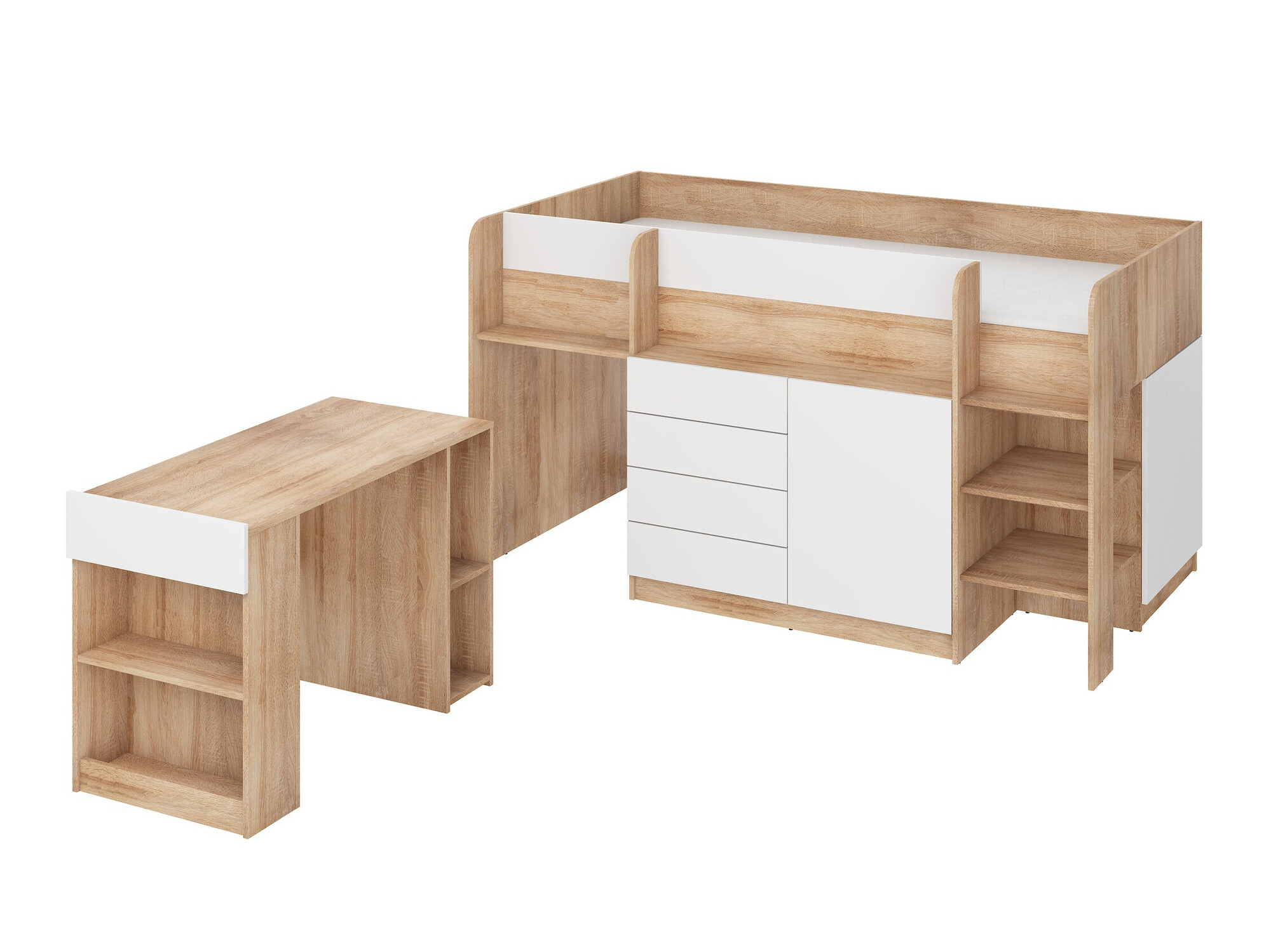 Loft bed Gilroy 116 (Sonoma oak + White)
