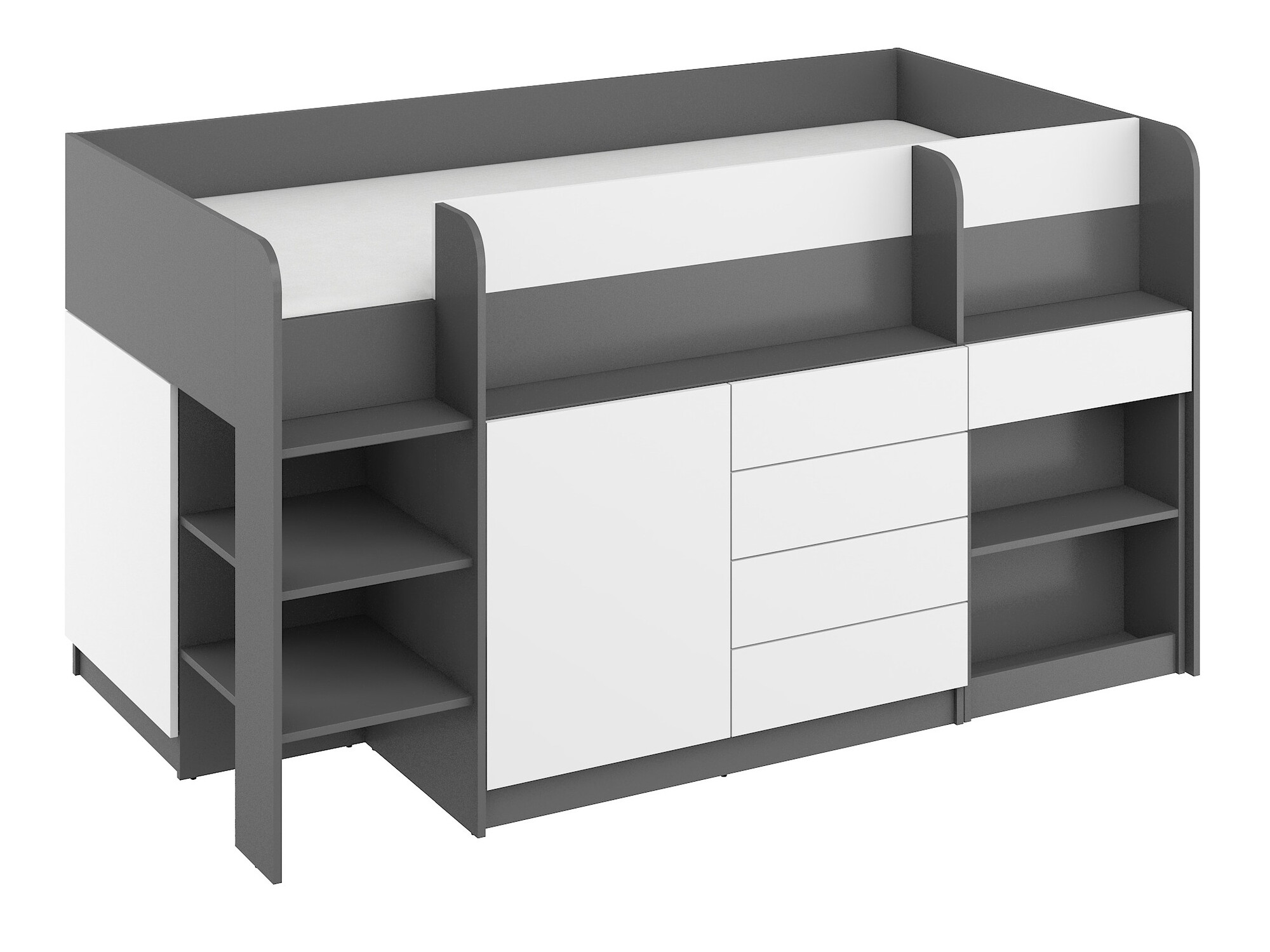 Υπερυψωμένο κρεβάτι Gilroy 116 (Γραφίτης + Άσπρο)