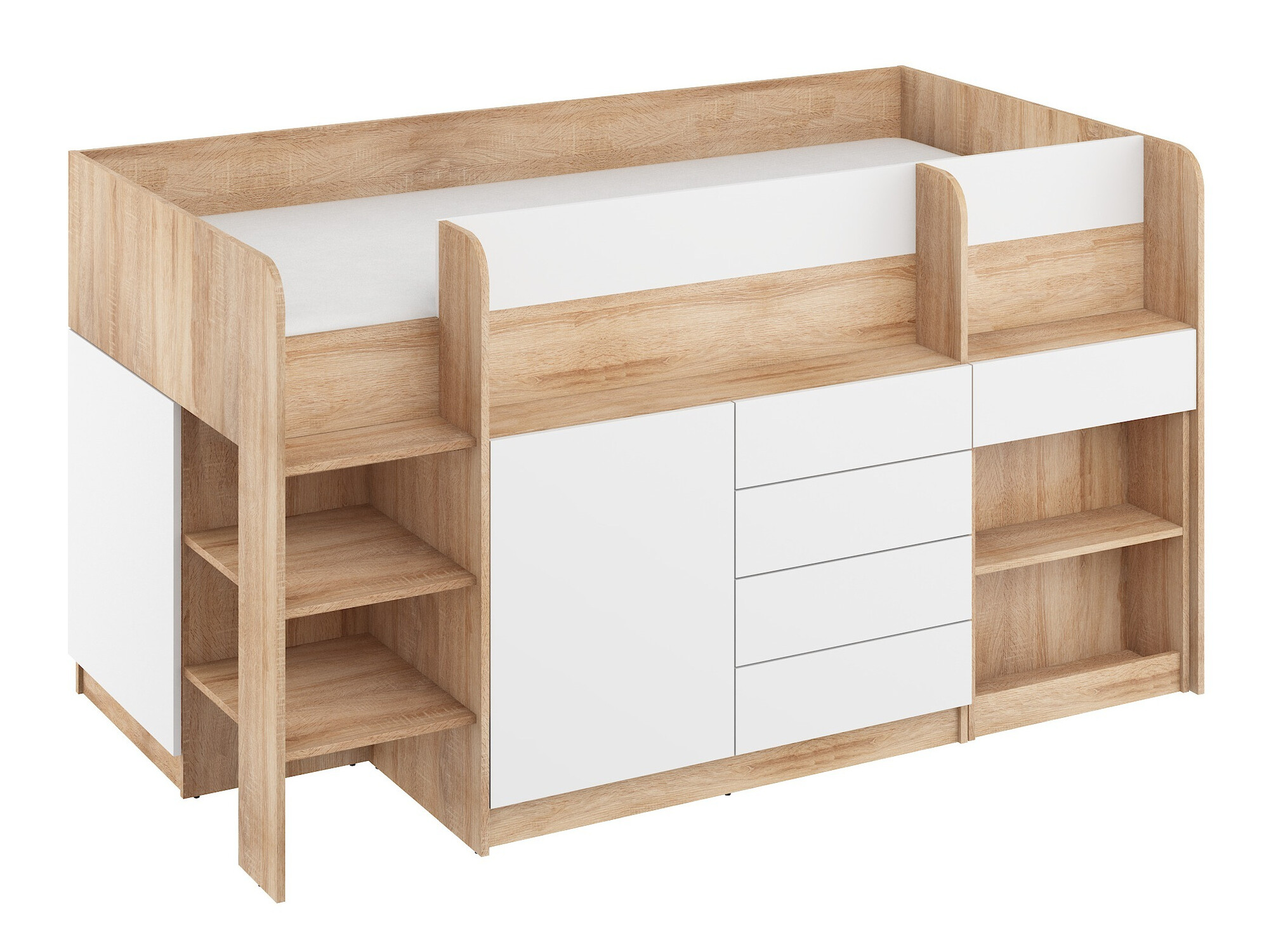 Υπερυψωμένο κρεβάτι Gilroy 116 (Sonoma οξιά + Άσπρο)