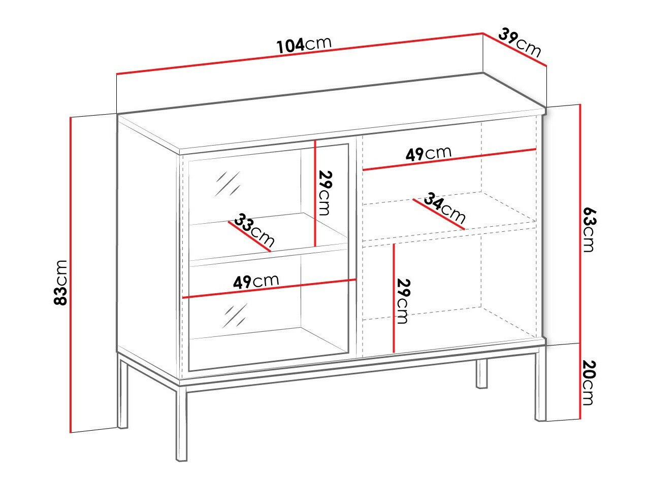 Μπουφέ Manal (Μαύρο + Δρυς wotan)