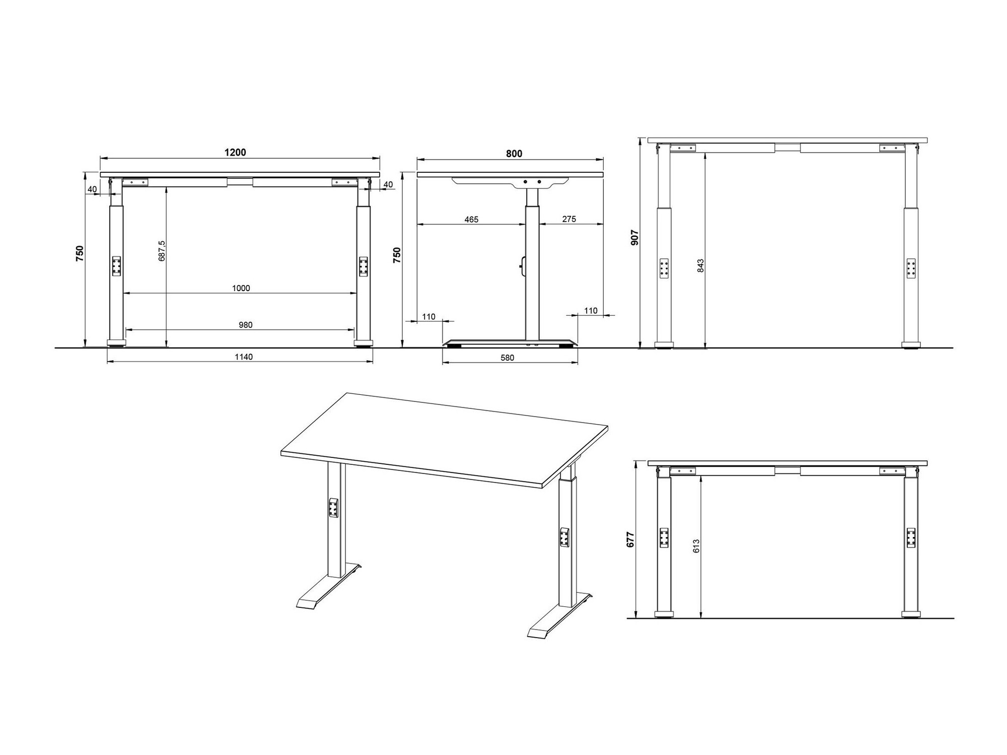 Γραφείο Sacramento 420 (Γκρι + Άσπρο)