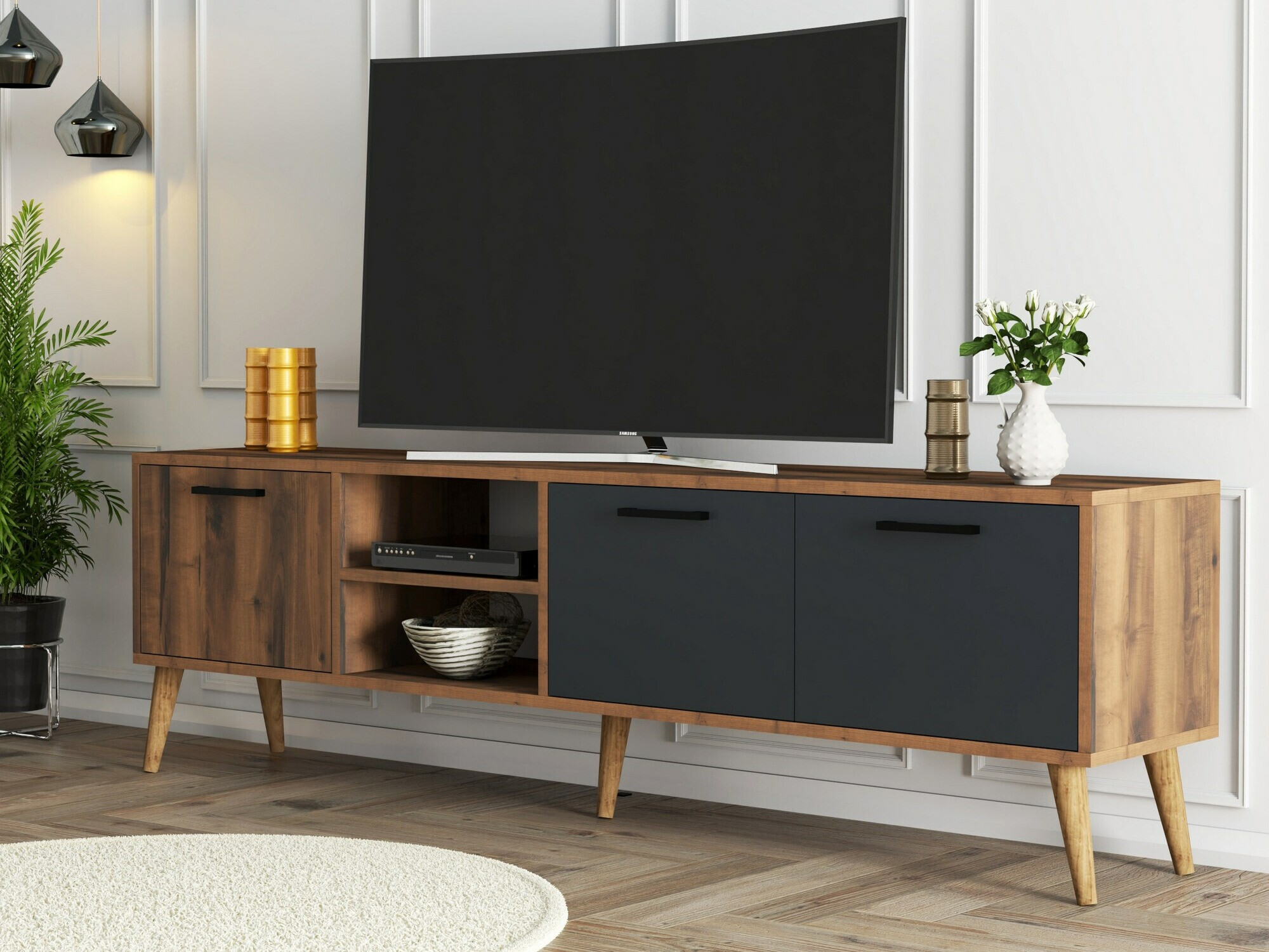 TV stand Nolcava 103 (Walnut + Anthracite)