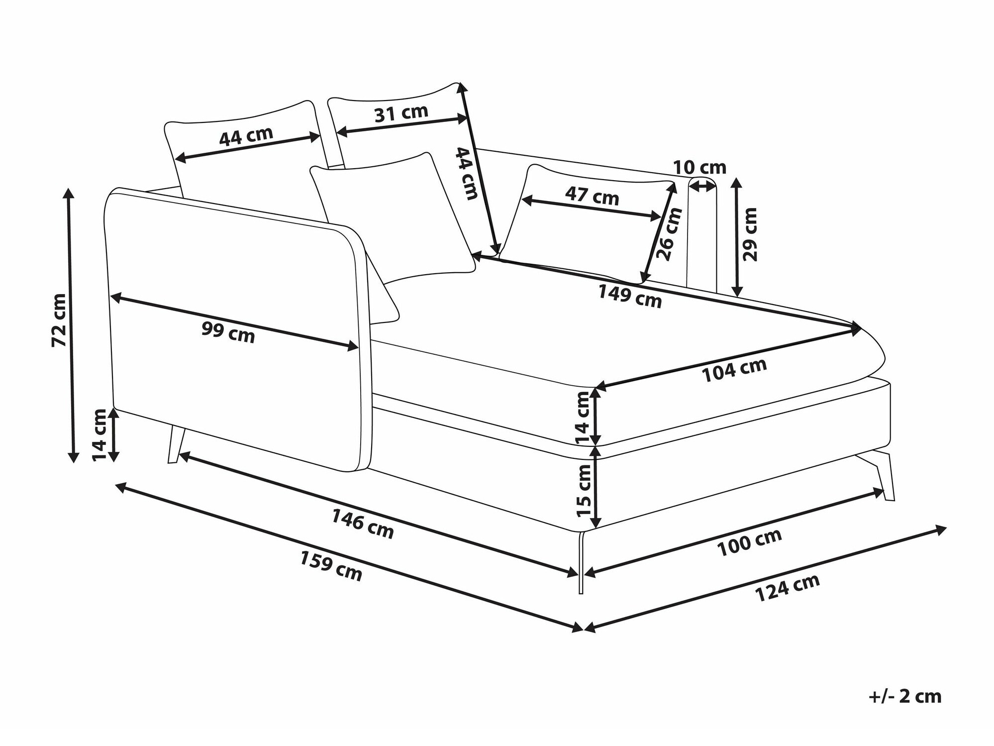 Chaise longue Berwyn 1683 (Beige)