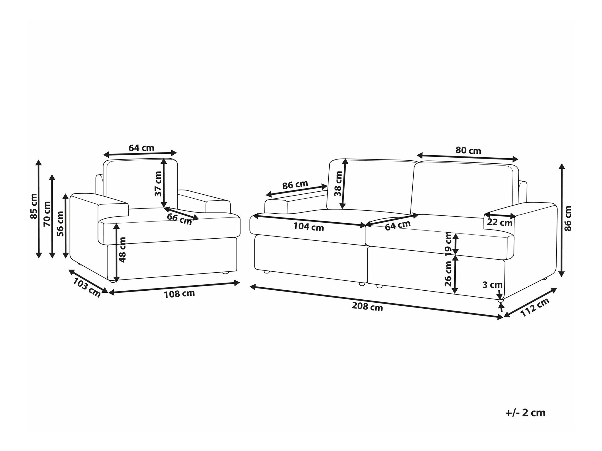 Σετ ταπετσαρισμένων επίπλων Berwyn 1692 (Ανοιχτό γκρι)