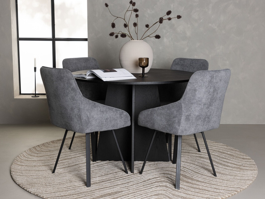 Dining set Dallas 4325 (Dark grey + Black)