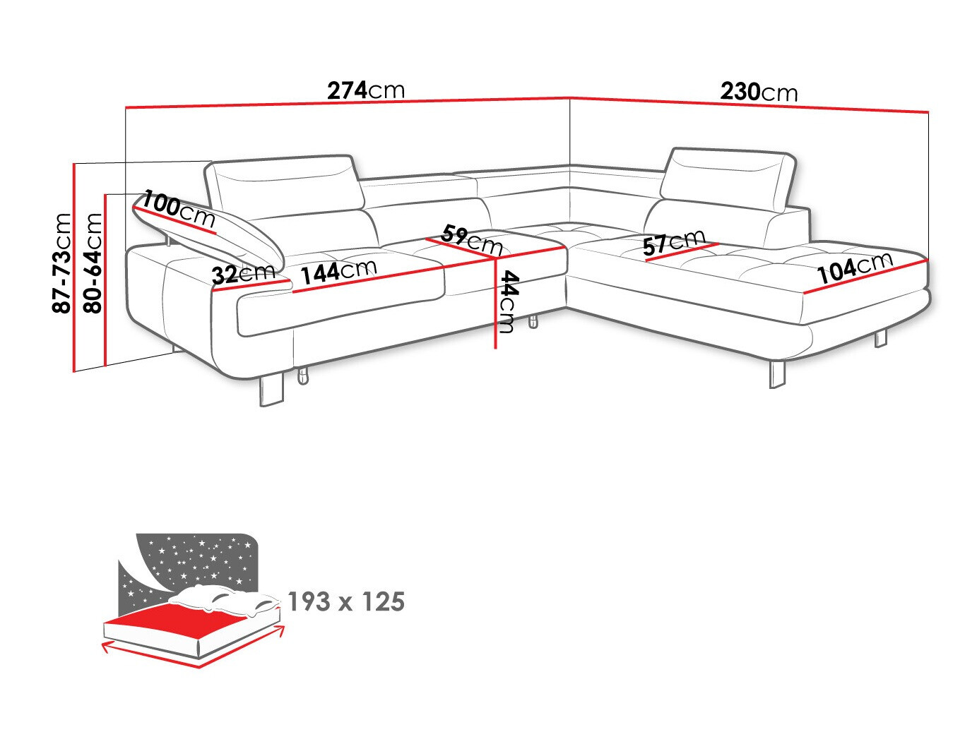 Corner sofa Lincoln 188 (Barrel 83)