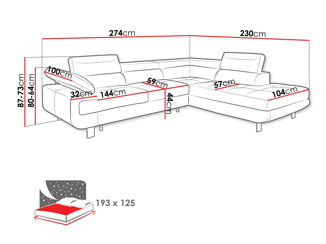 Corner sofa Lincoln 188 (Barrel 83)