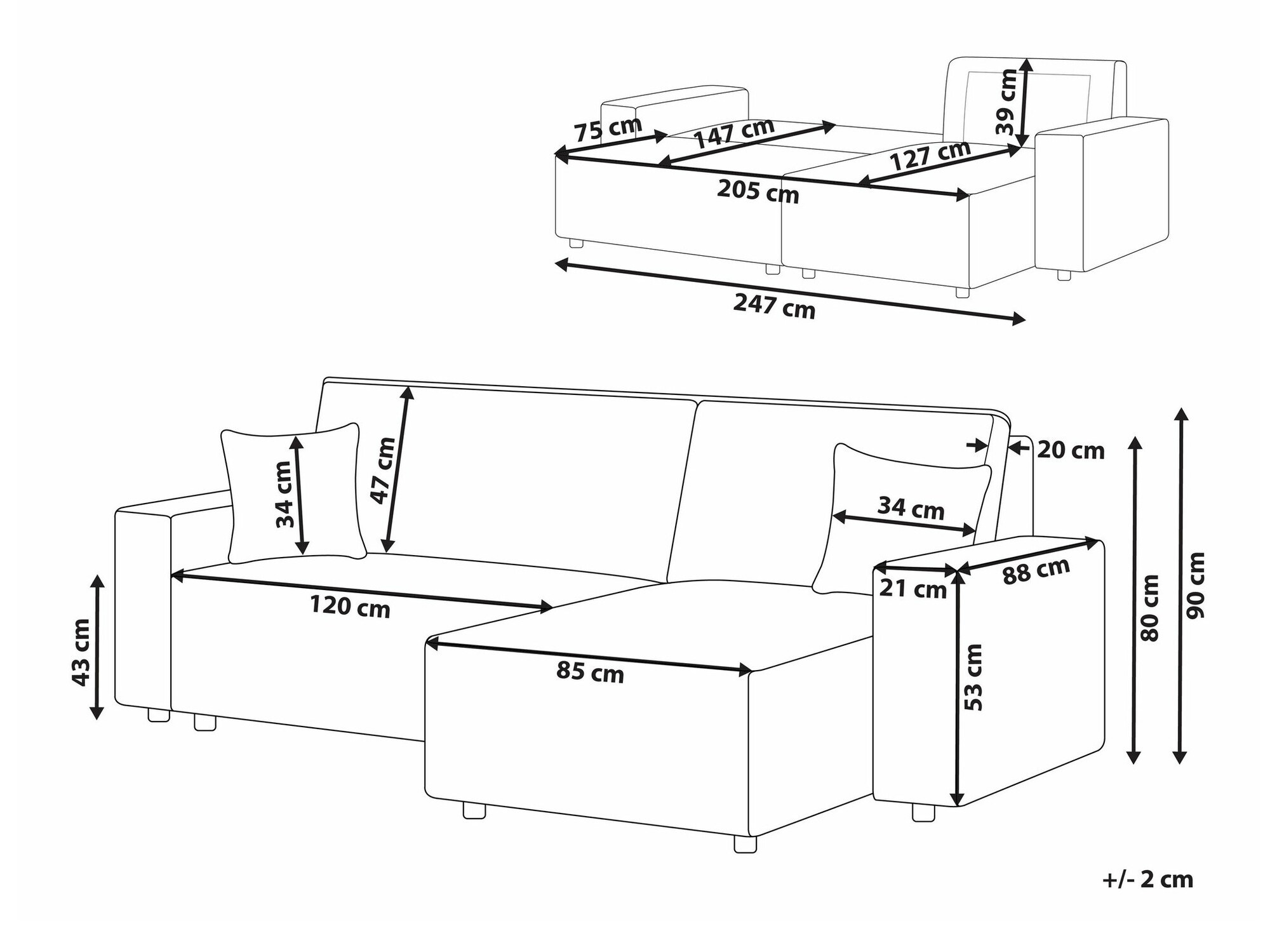 Corner sofa Berwyn 1740 (White)