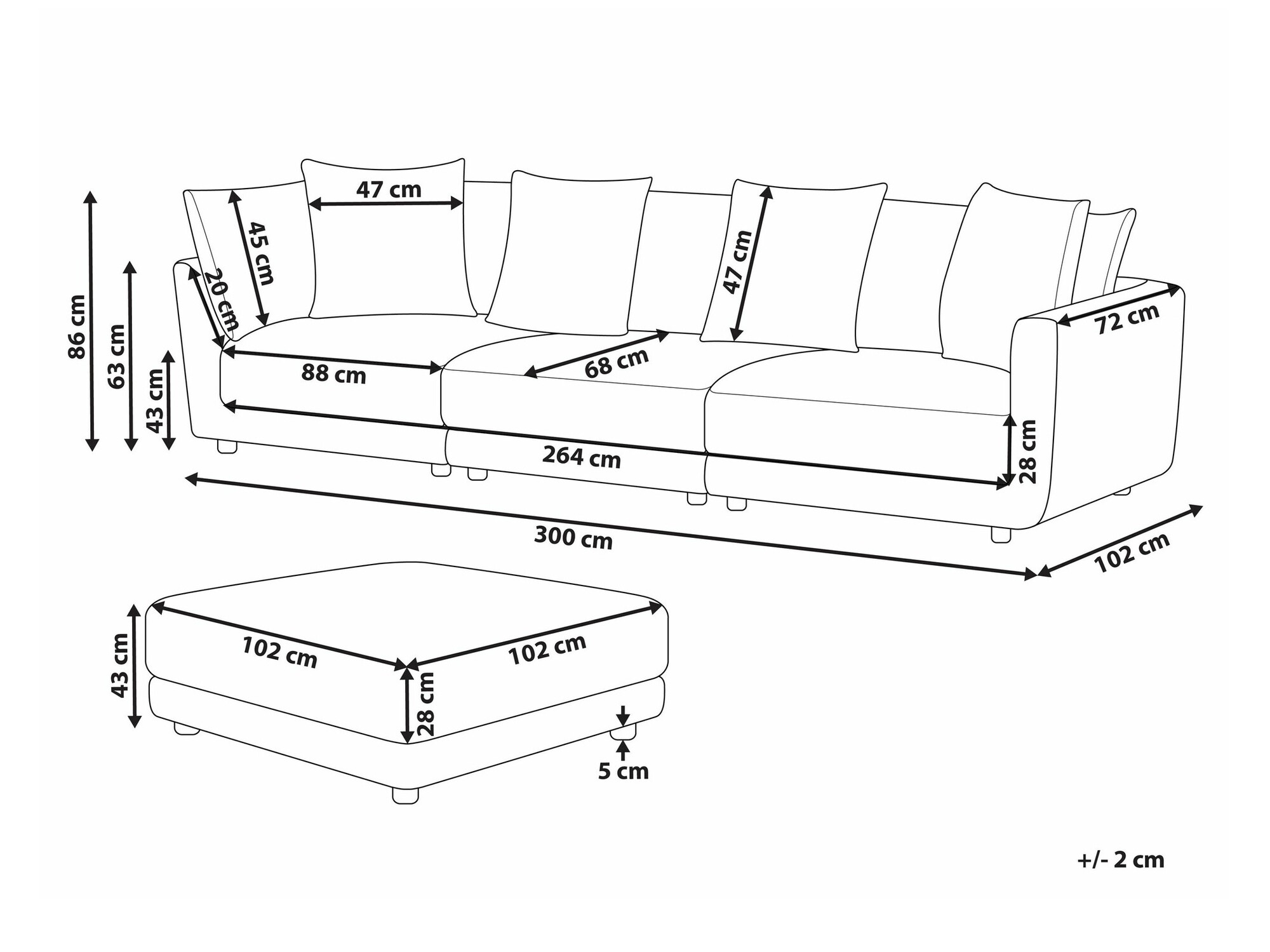 Σετ ταπετσαρισμένων επίπλων Berwyn 1741 (Μπεζ)