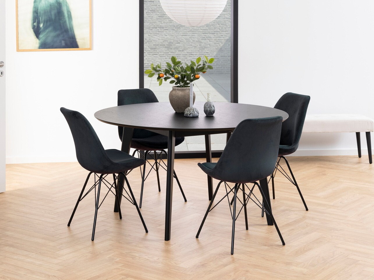 Σετ τραπεζαρίας Norsica 505 (Σκούρο γκρι + Μαύρο)